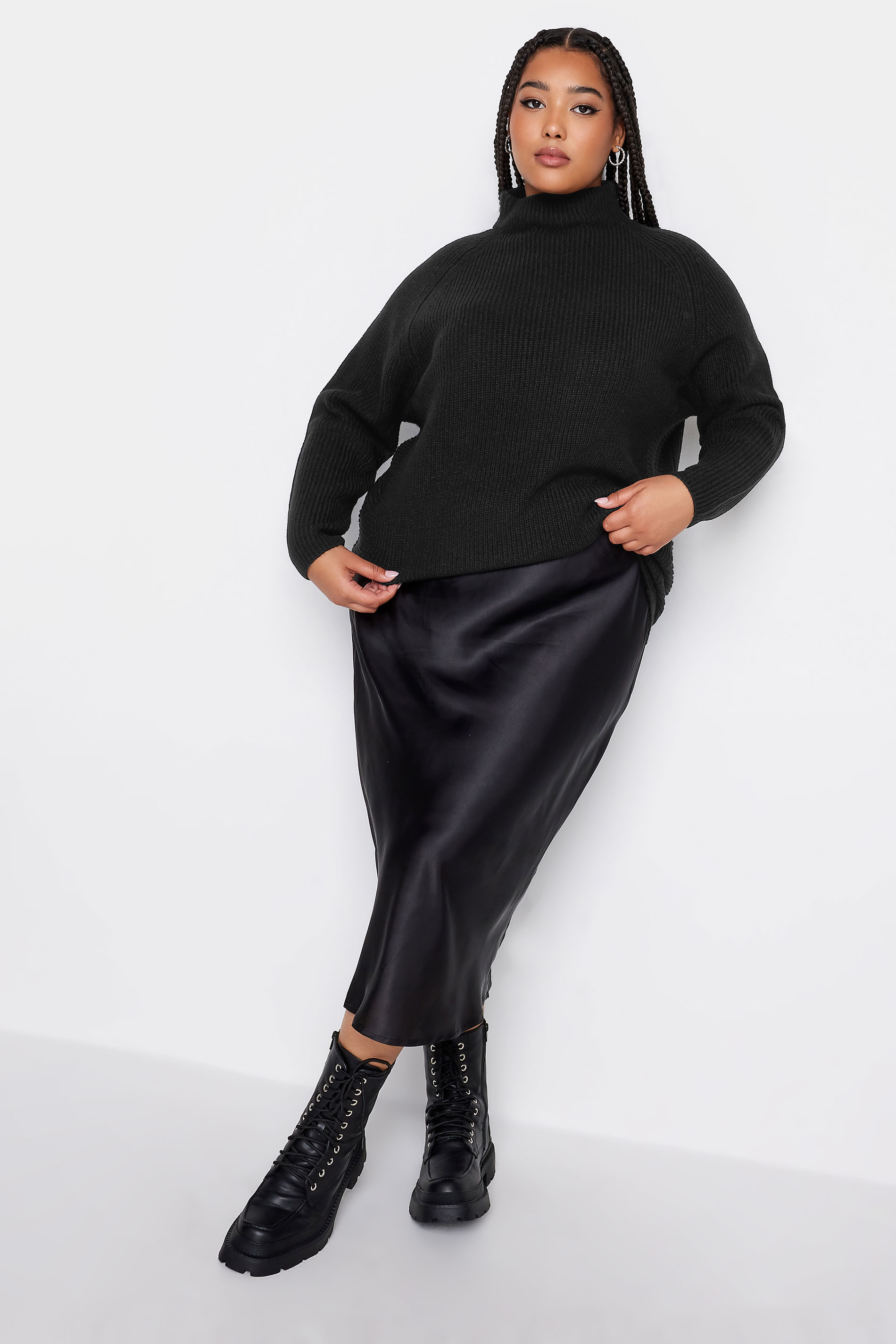 YOURS Plus Size Black Ribbed Knitted Jumper | Yours Clothing  2