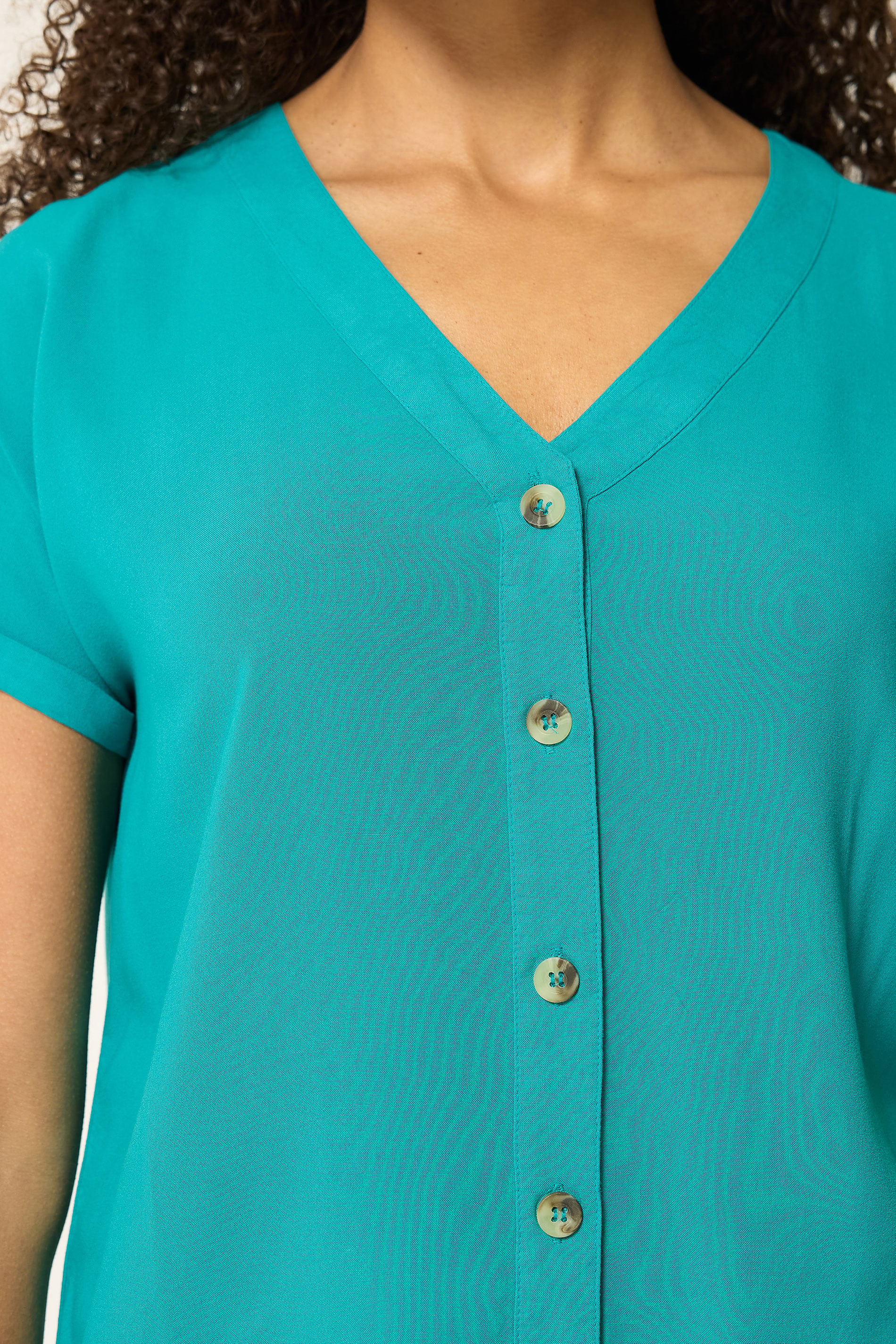 M&Co Teal Green Button Front Blouse | M&Co 4