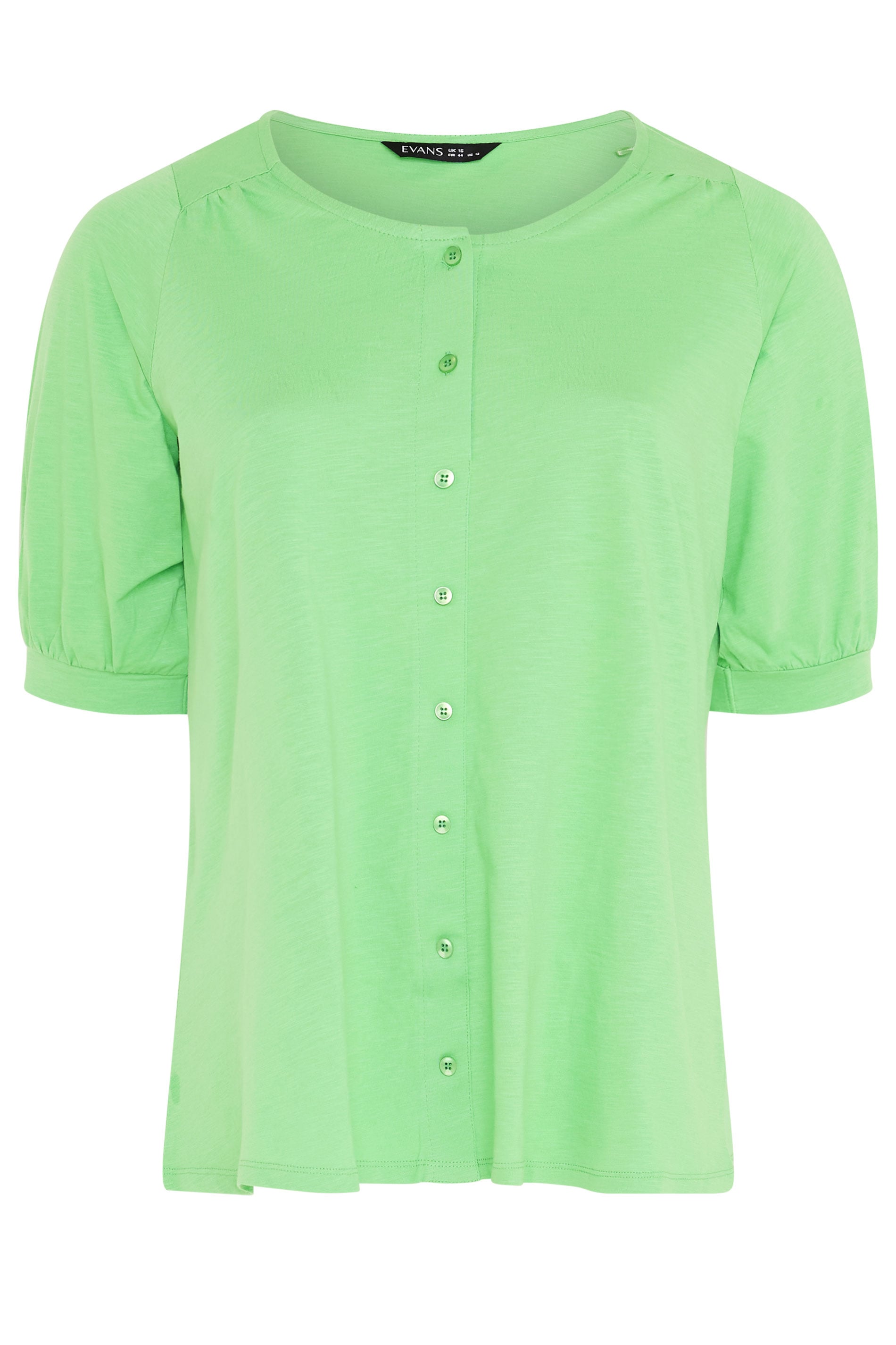 EVANS Plus Size Green Short Sleeve Cotton Top | Evans 5