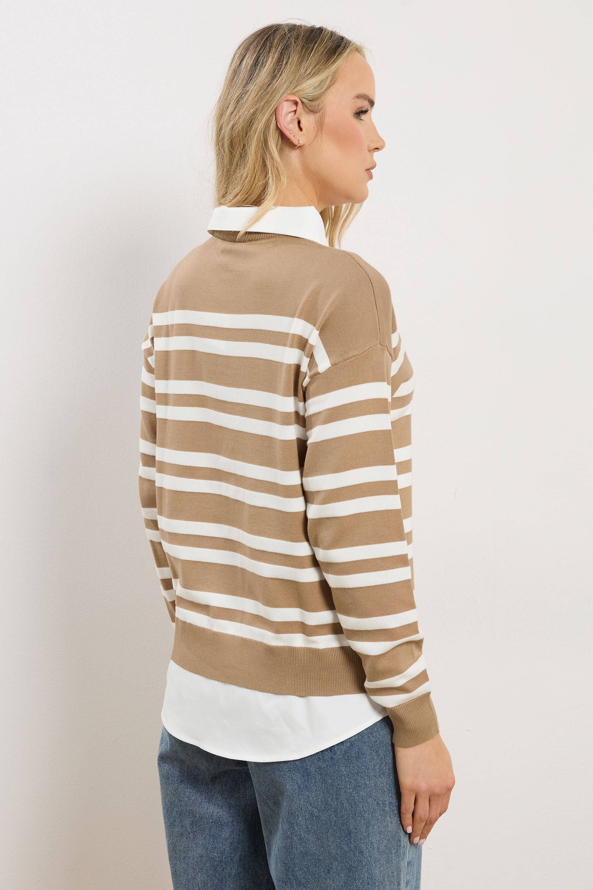 LTS Tall Women's Natural Brown Stripe 2-In-1 Jumper | Long Tall Sally  2