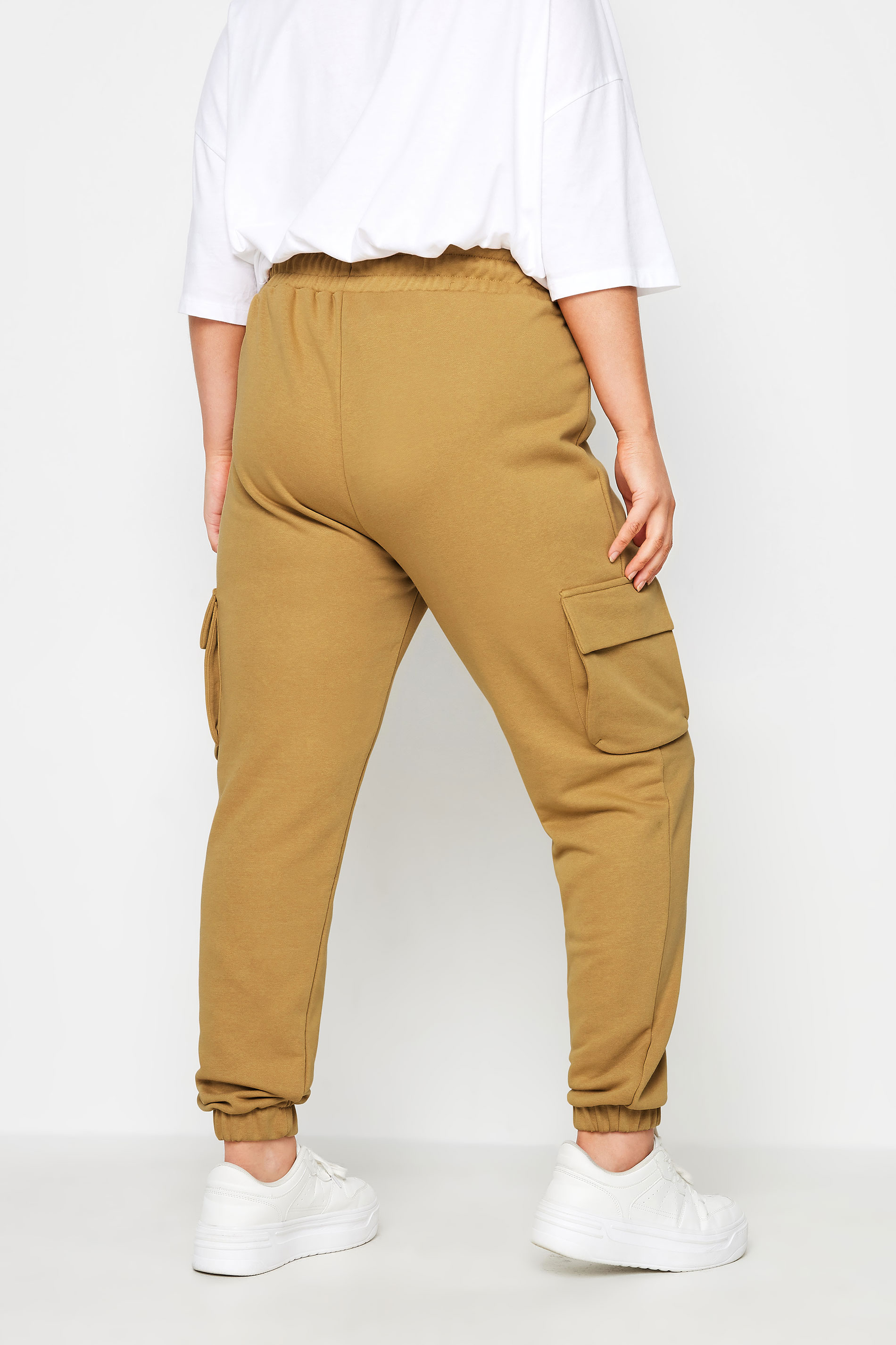YOURS Plus Size Beige Brown Cargo Joggers | Yours Clothing 3