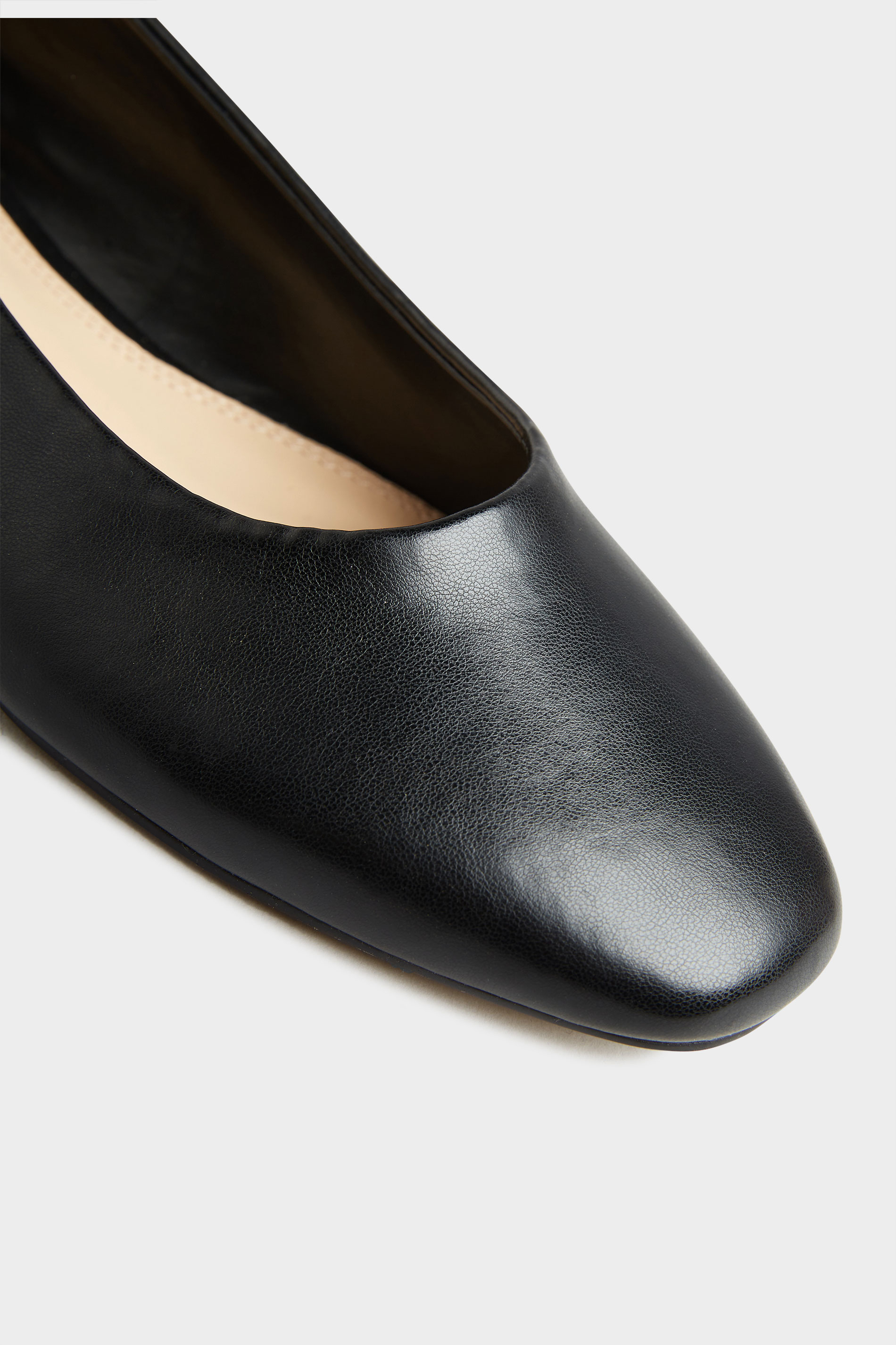 LTS Black Almond Toe Ballerinas In Standard Fit | Long Tall Sally