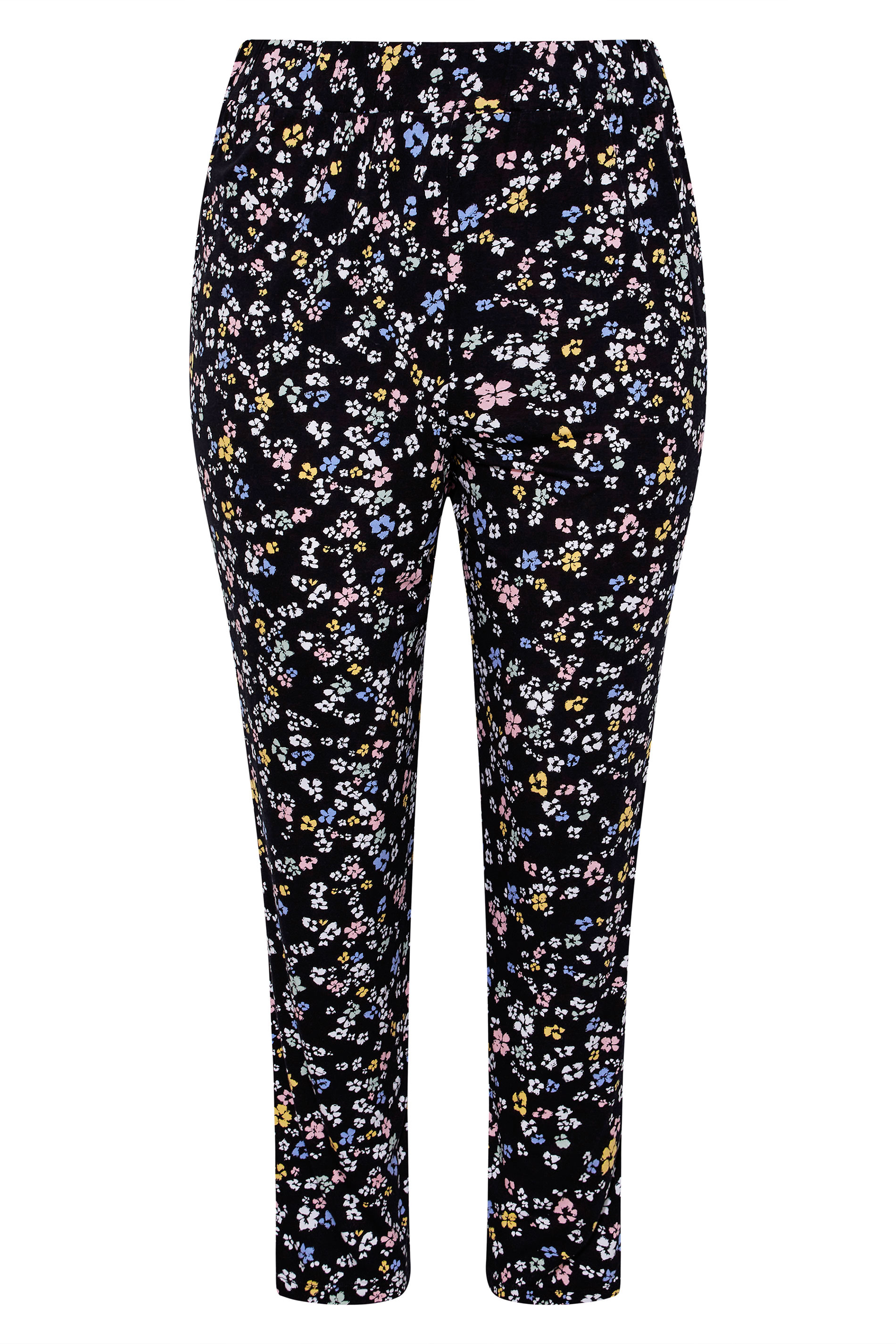 Grande taille  Pantalons Grande taille  Joggings | Jogging Noir & Pastel Imprimé Floral - HB58978