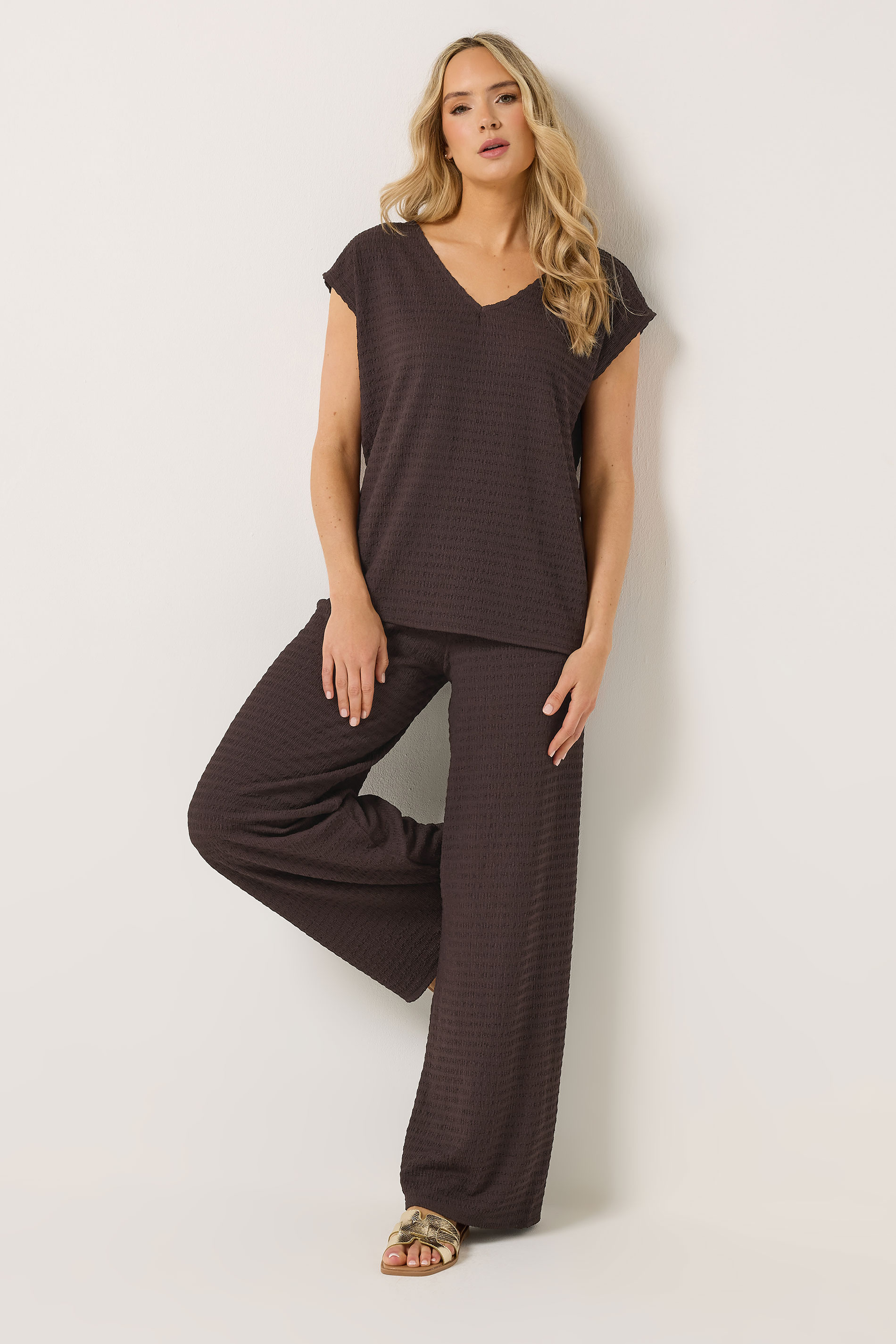 LTS Tall Women's Chocolate Brown Textured Top | Long Tall Sally 2