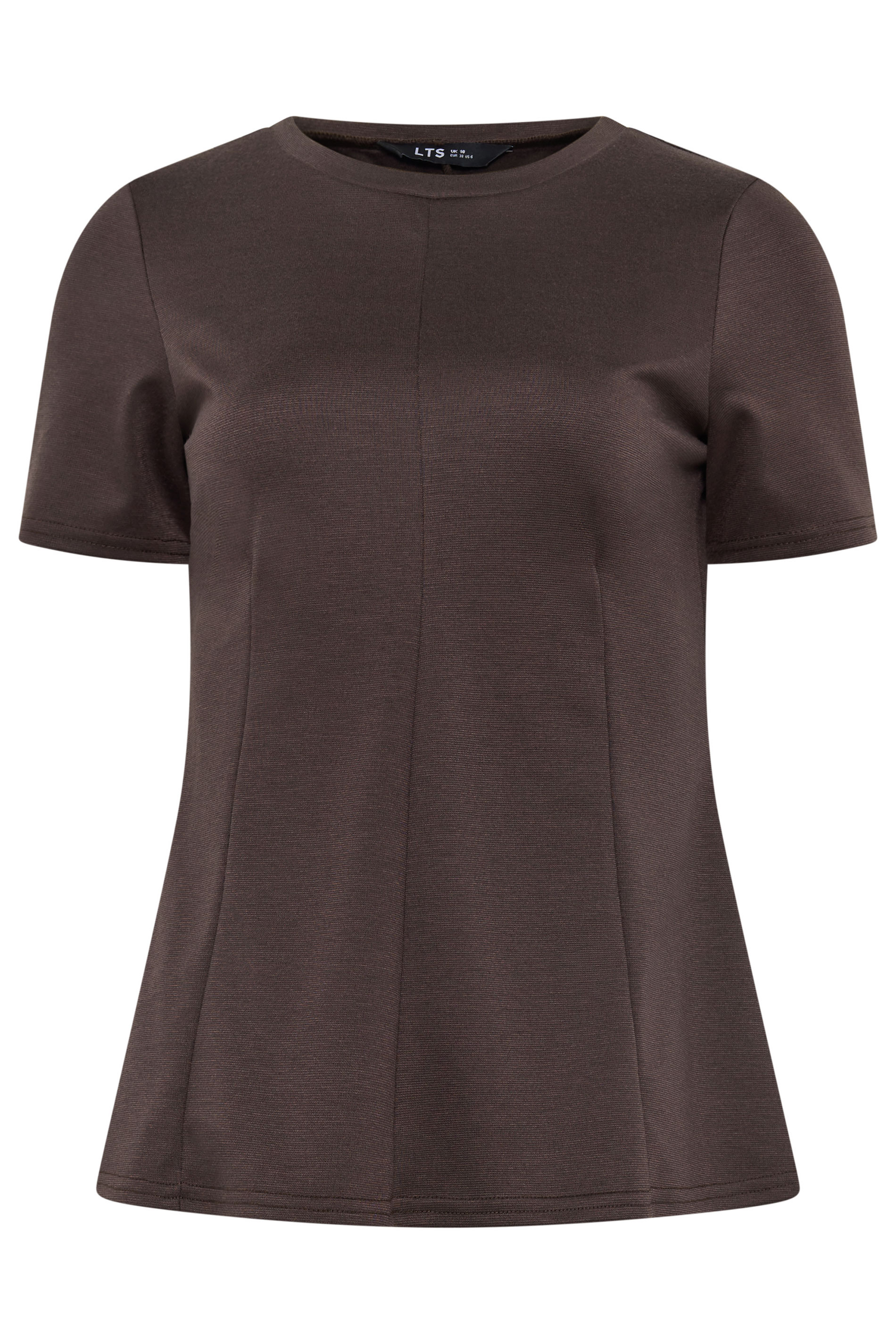 LTS Tall Women's Chocolate Brown Seam Front Peplum Top | Long Tall Sally 5