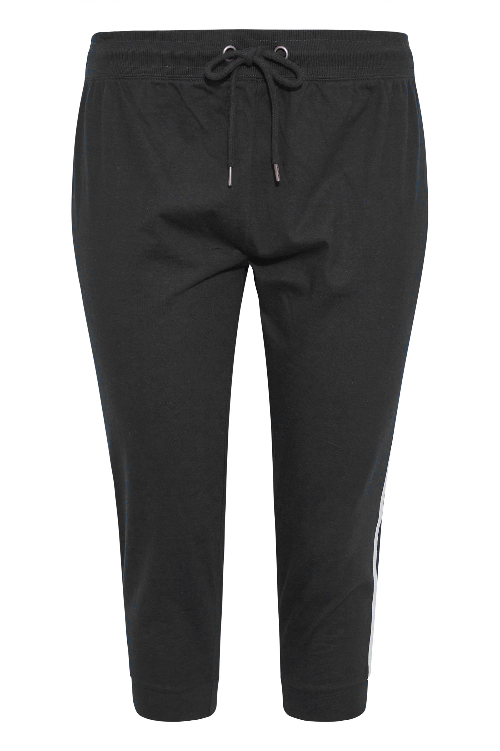 Grande taille  Pantalons Grande taille  Joggings | Jogging en Jersey Noir Bandes Blanches - CT60588