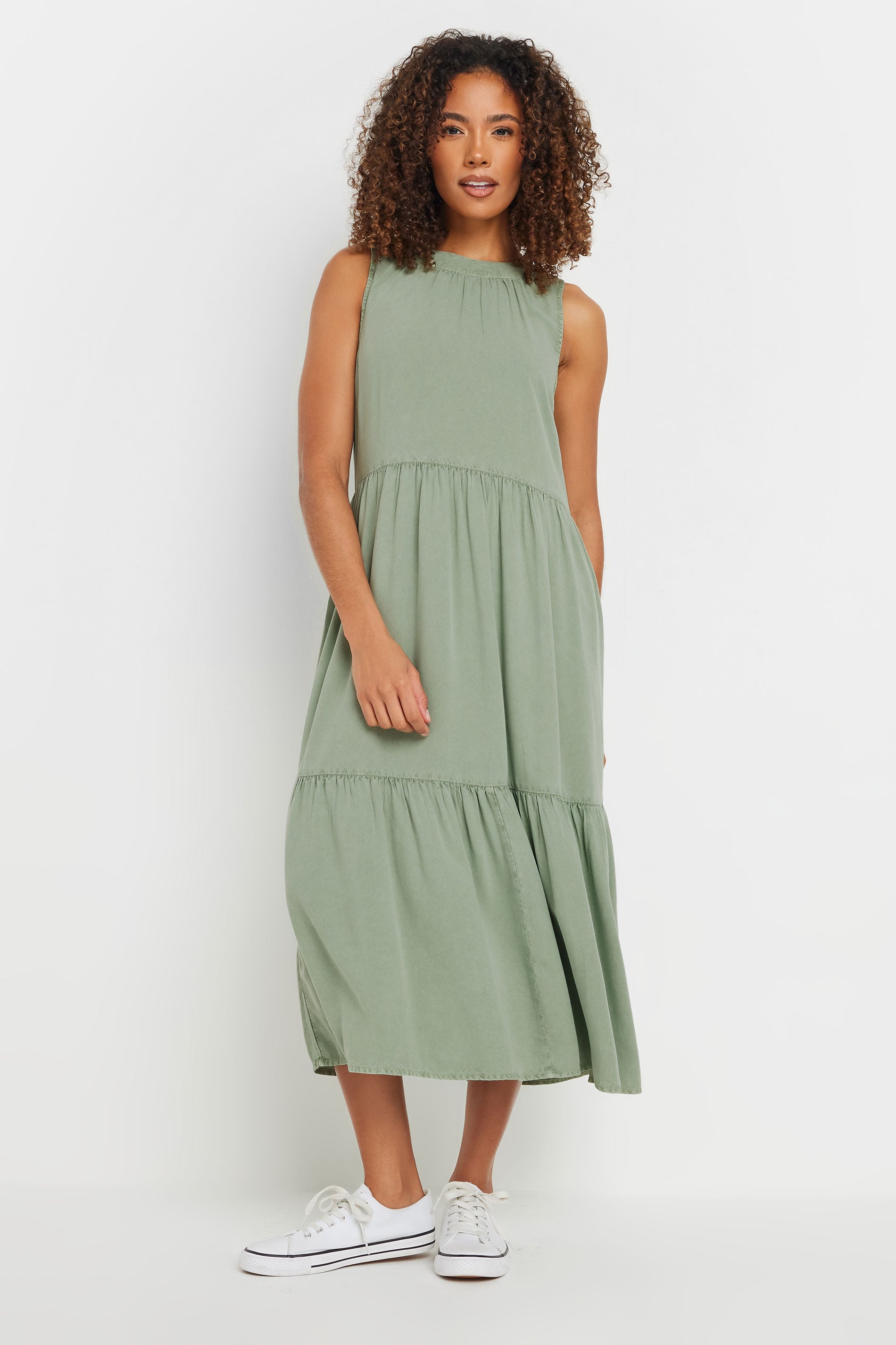 M&Co Sage Green Tiered Midaxi Dress | M&Co 3