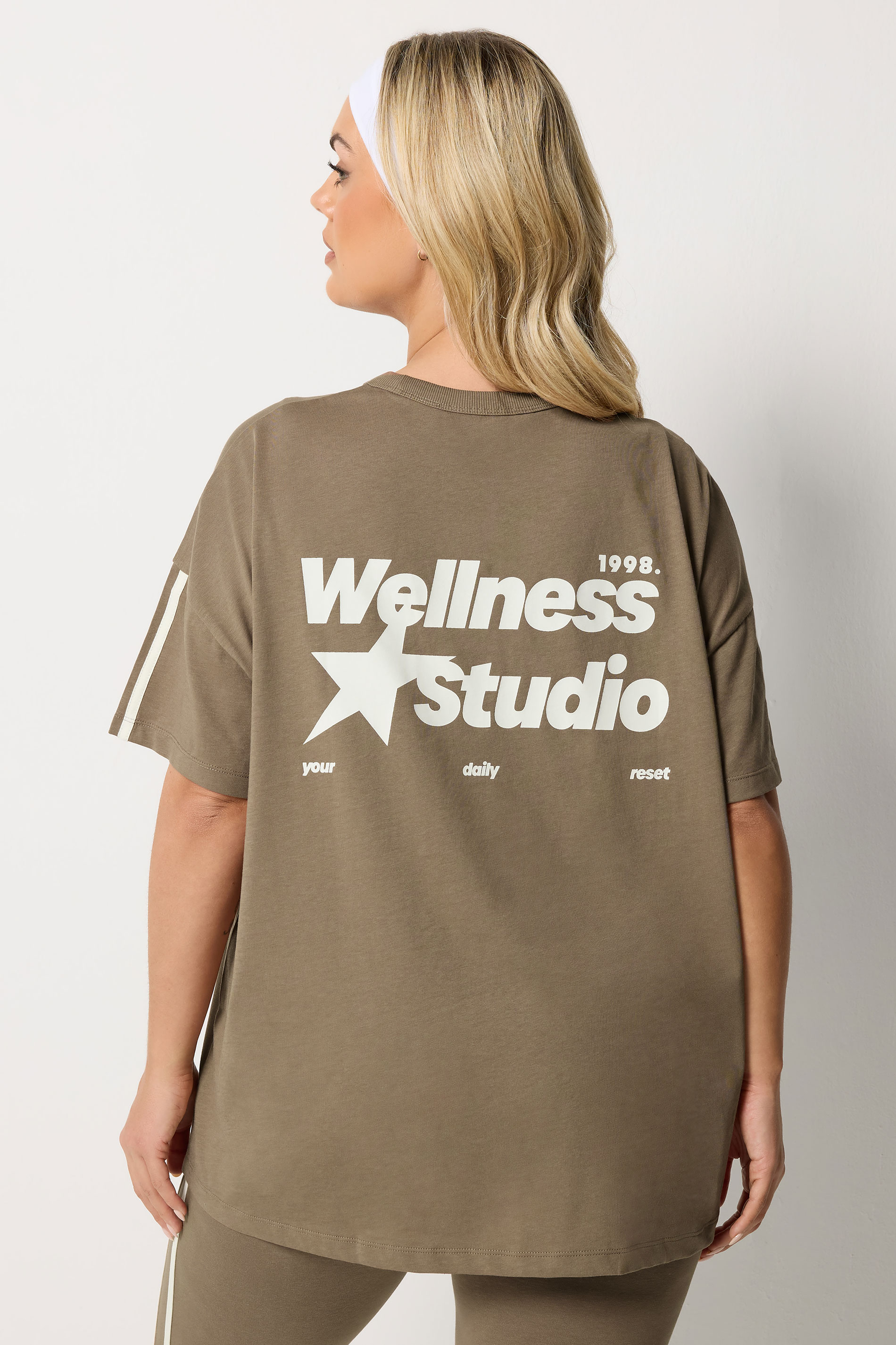 YOURS ACTIVE Plus Size Brown 'Wellness Studio' T-Shirt | Yours Clothing 4