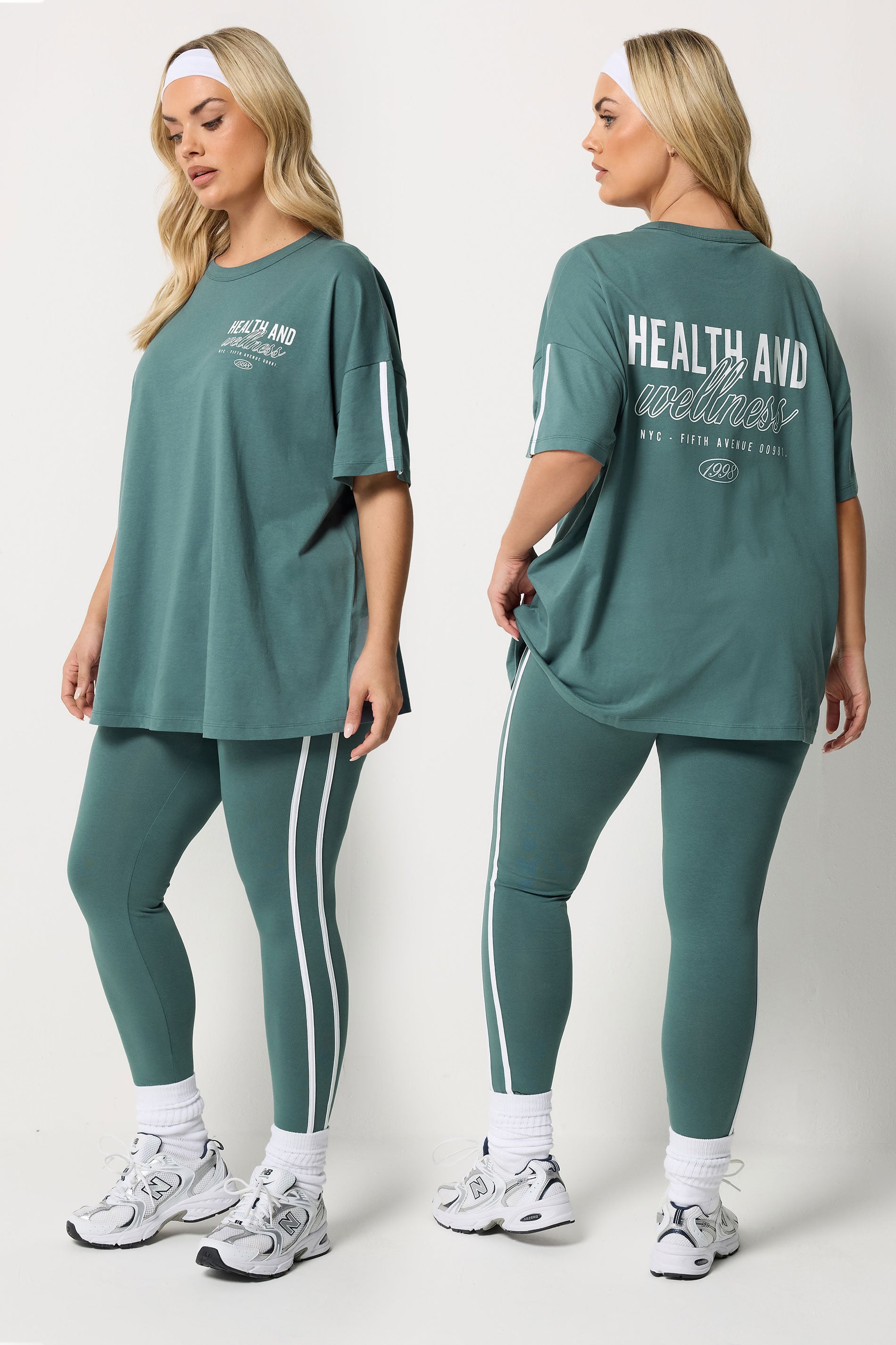 YOURS ACTIVE Plus Size  Blue 'Health & Wellness' T-Shirt | Yours Clothing 3