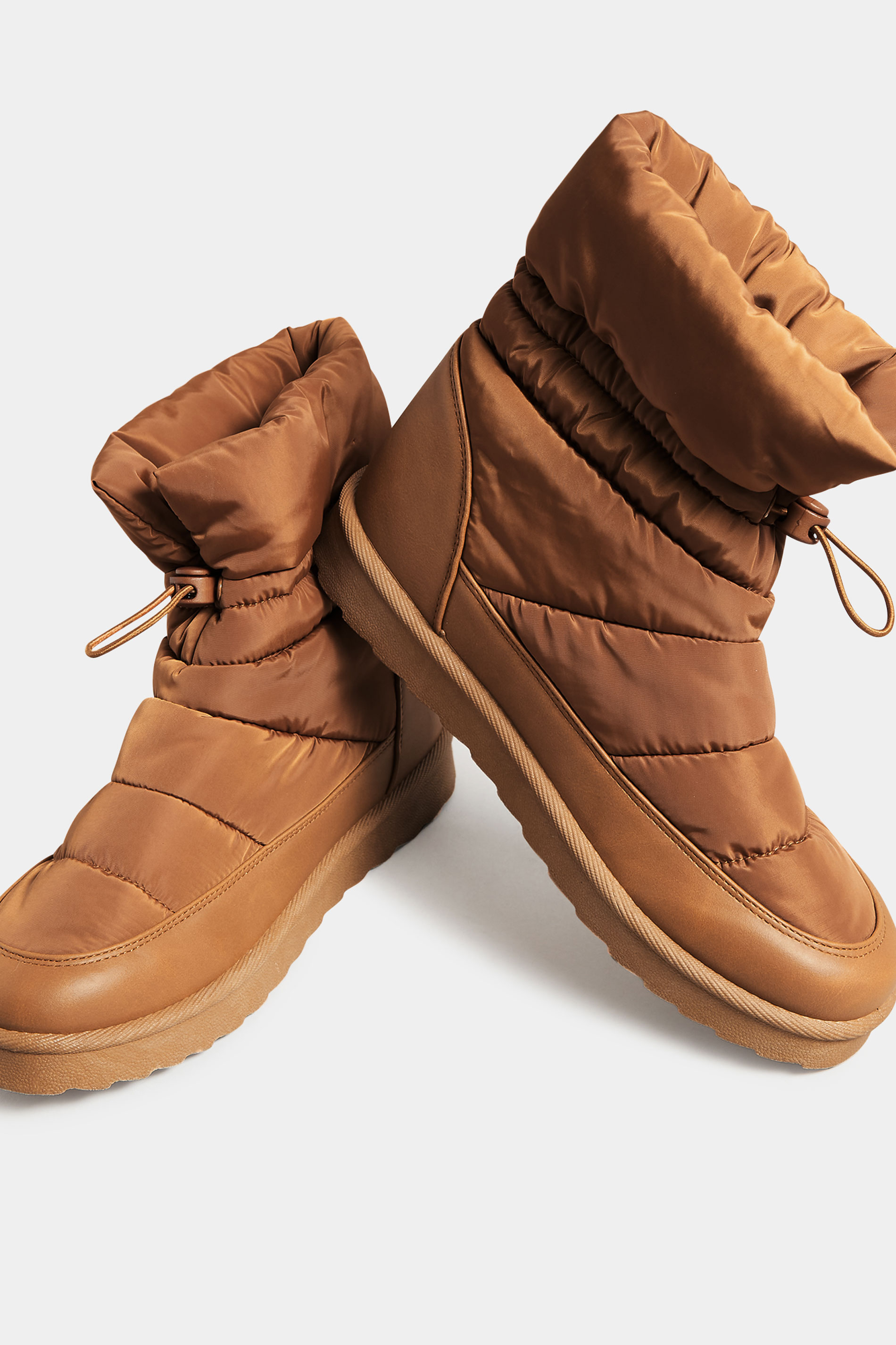 Brown Padded Snow Boots In Wide E & Extra Fit | Yours Clothing