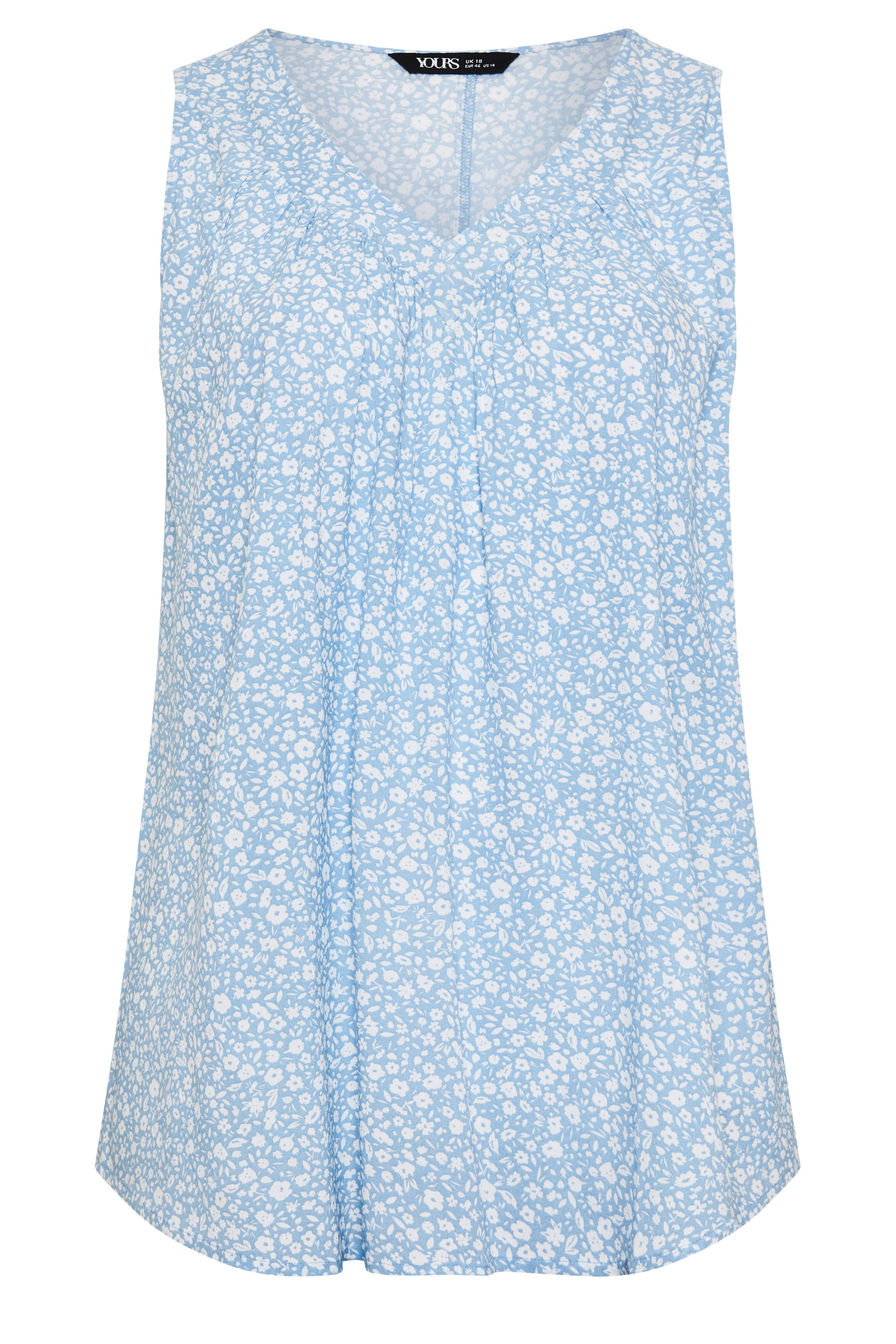 YOURS Plus Size Blue Ditsy Floral Cami Vest Top | Yours Clothing 5