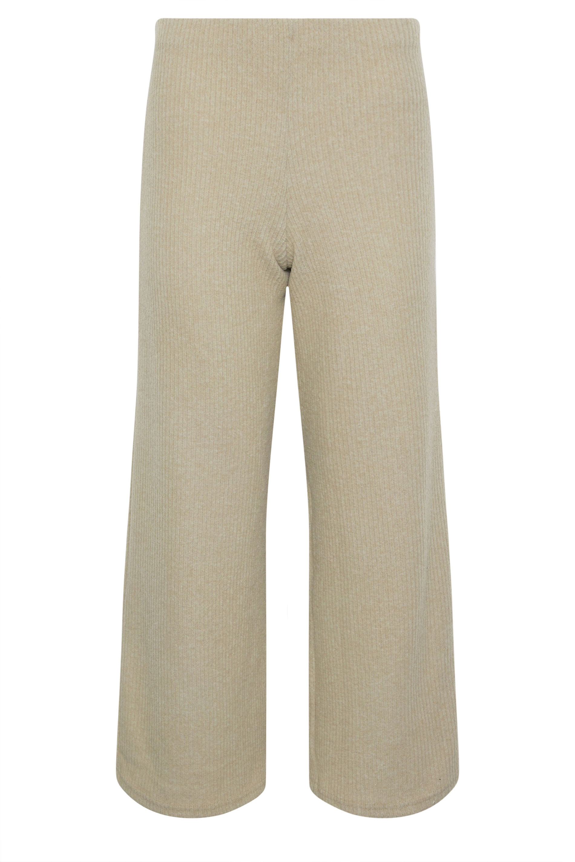 PixieGirl Petite Women's Sage Green Ribbed Soft Touch Wide Leg Trousers | PixieGirl 5