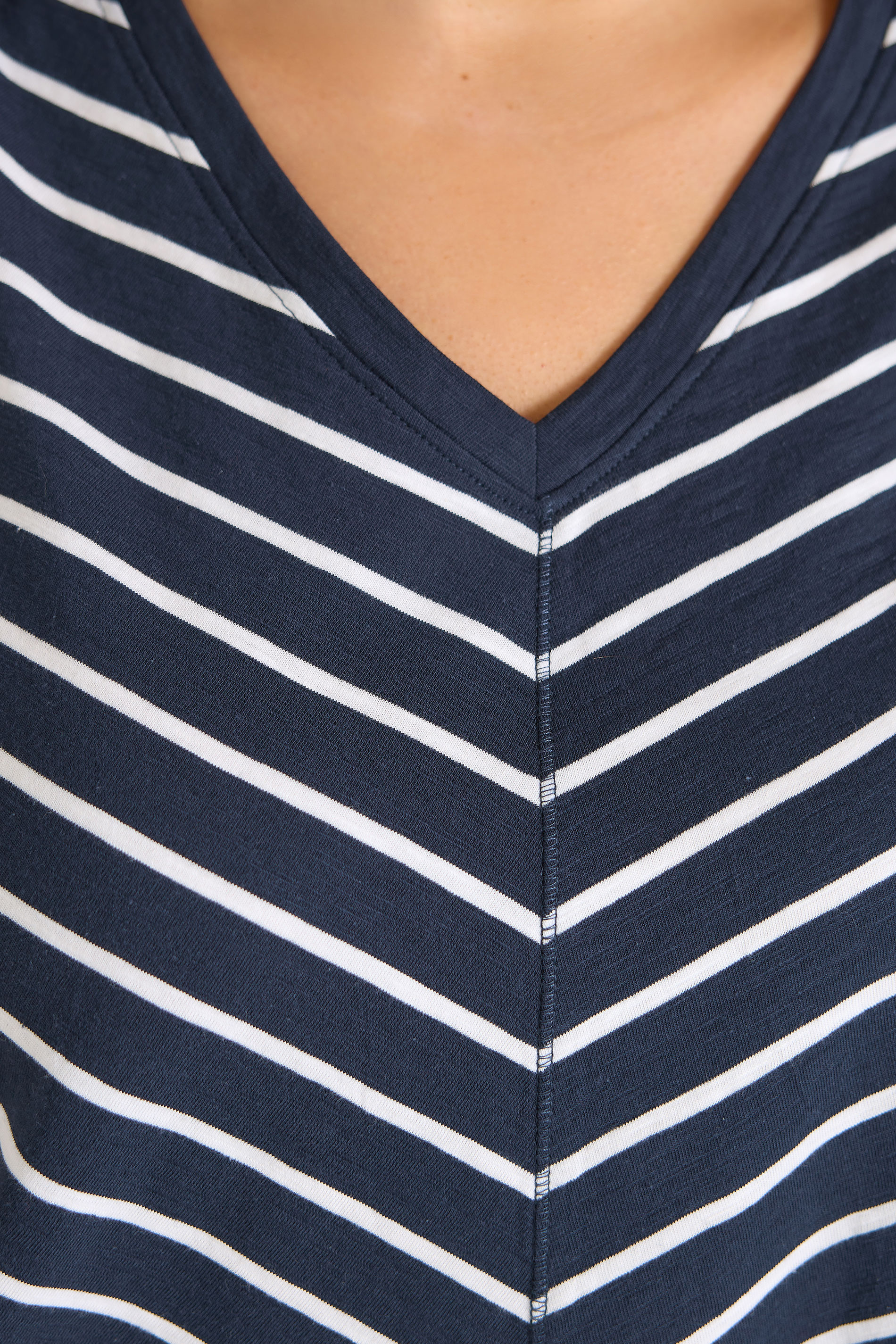 EVANS Plus Size Navy Blue Stripe Premium Cotton Vest Top | Evans 4