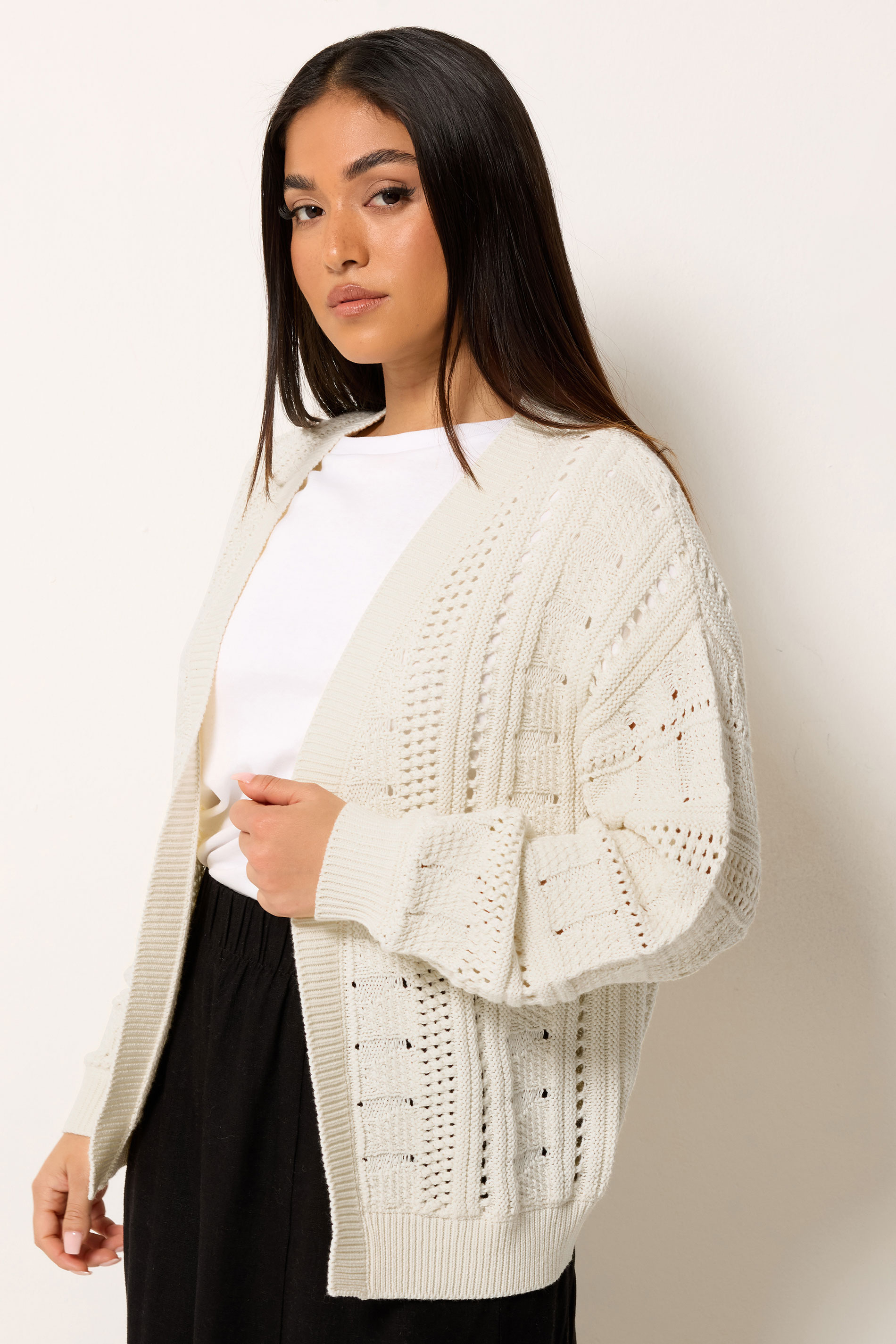 M&Co Petite Cream Crochet Knitted Cardigan | M&Co  3