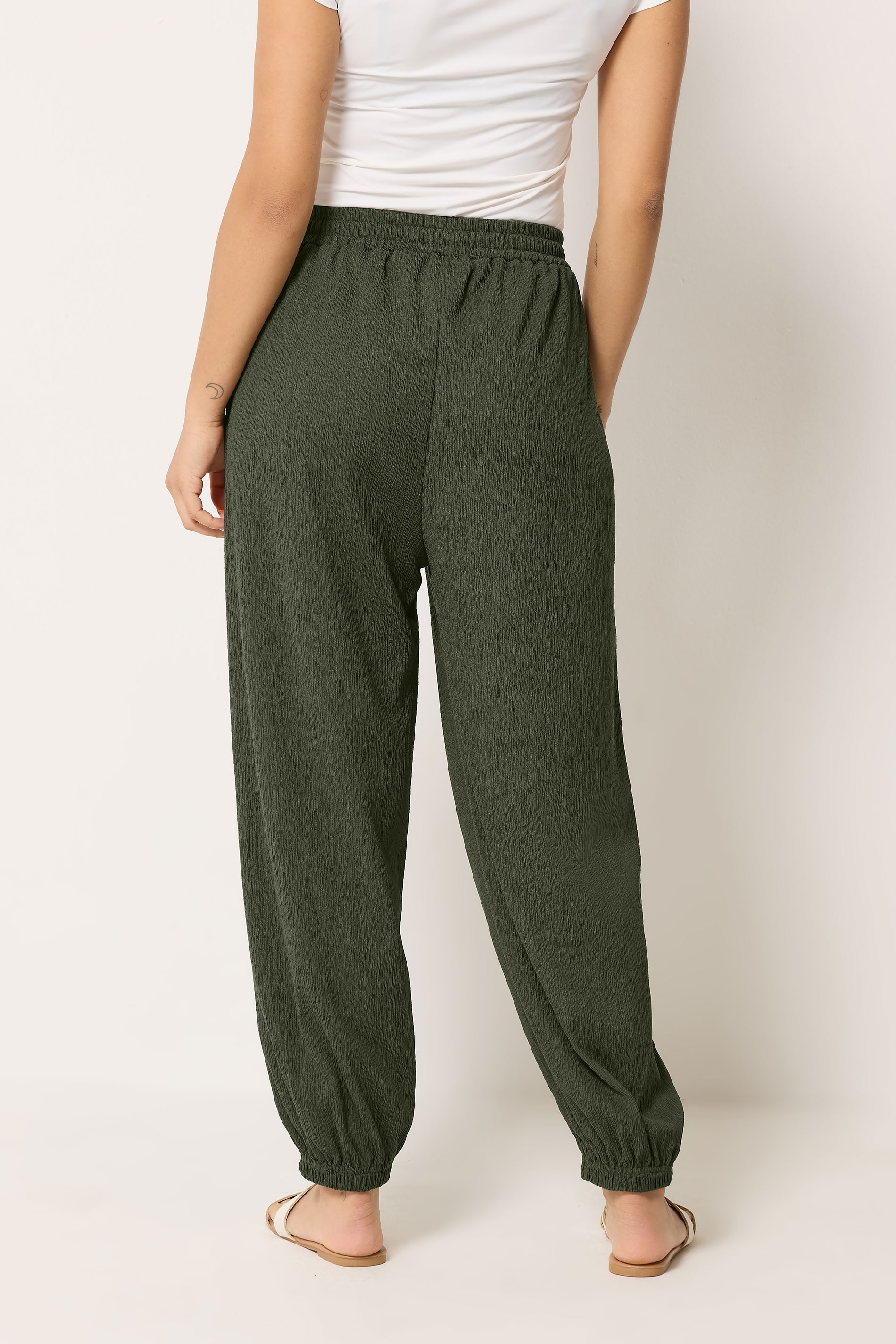 M&Co Petite Khaki Green Balloon Trousers | M&Co 2