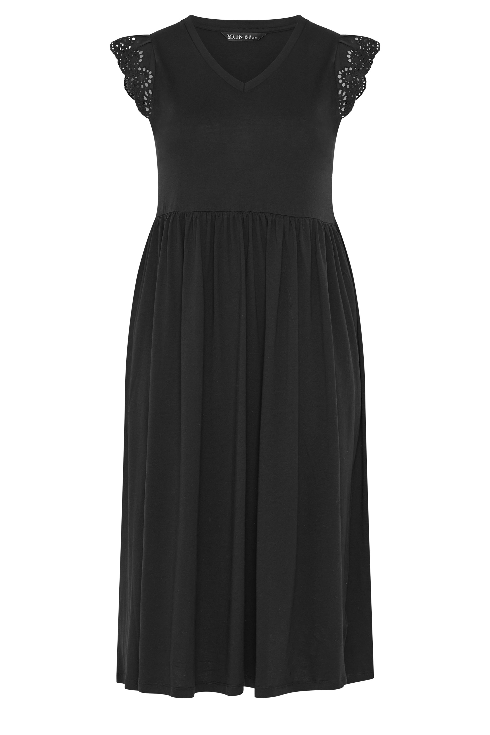 YOURS Plus Size Black Broderie Sleeve Maxi Dress | Yours Clothing 5
