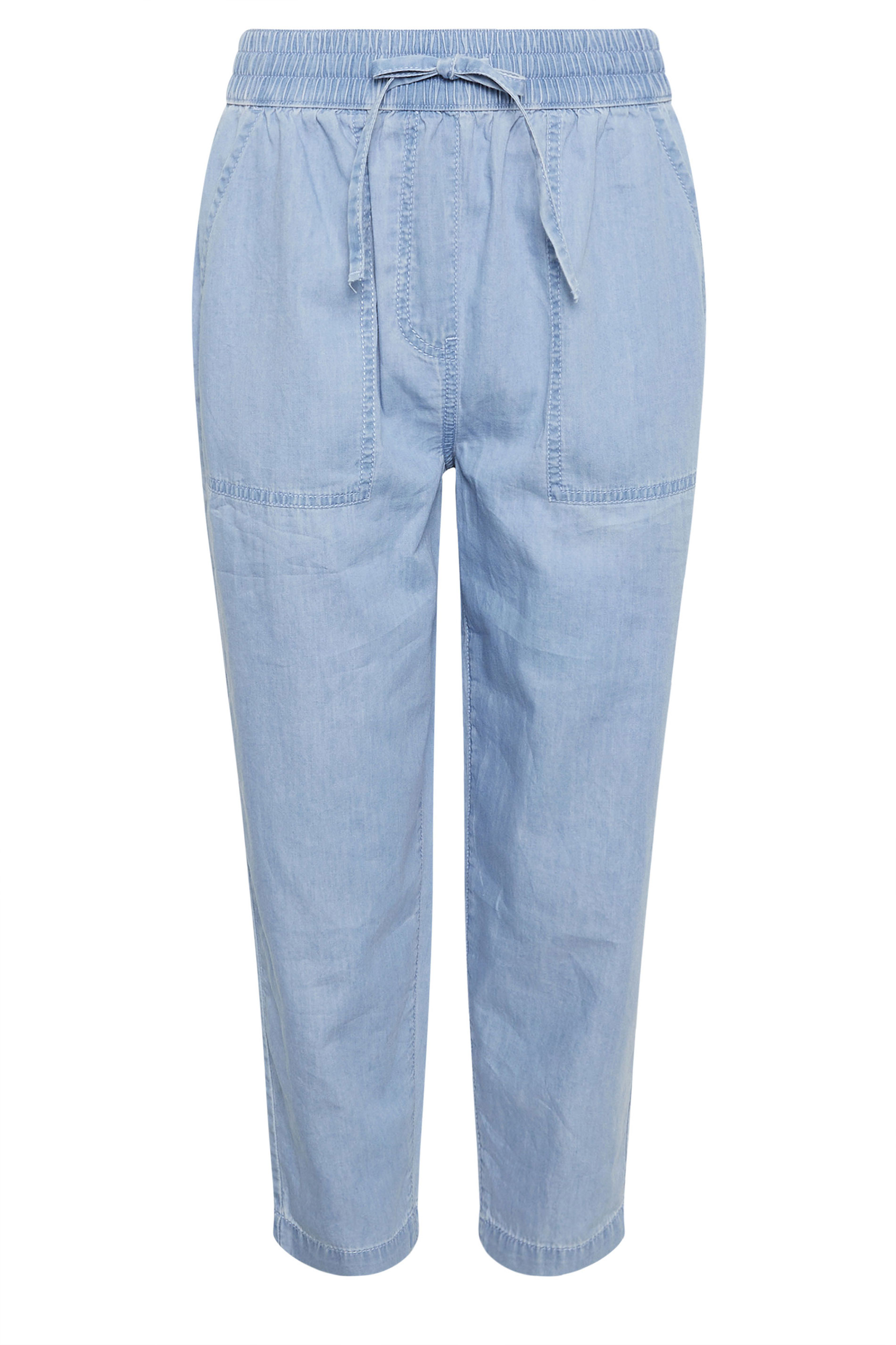 M&Co Blue Lightwash Denim Cropped Cotton Trousers | M&Co 5