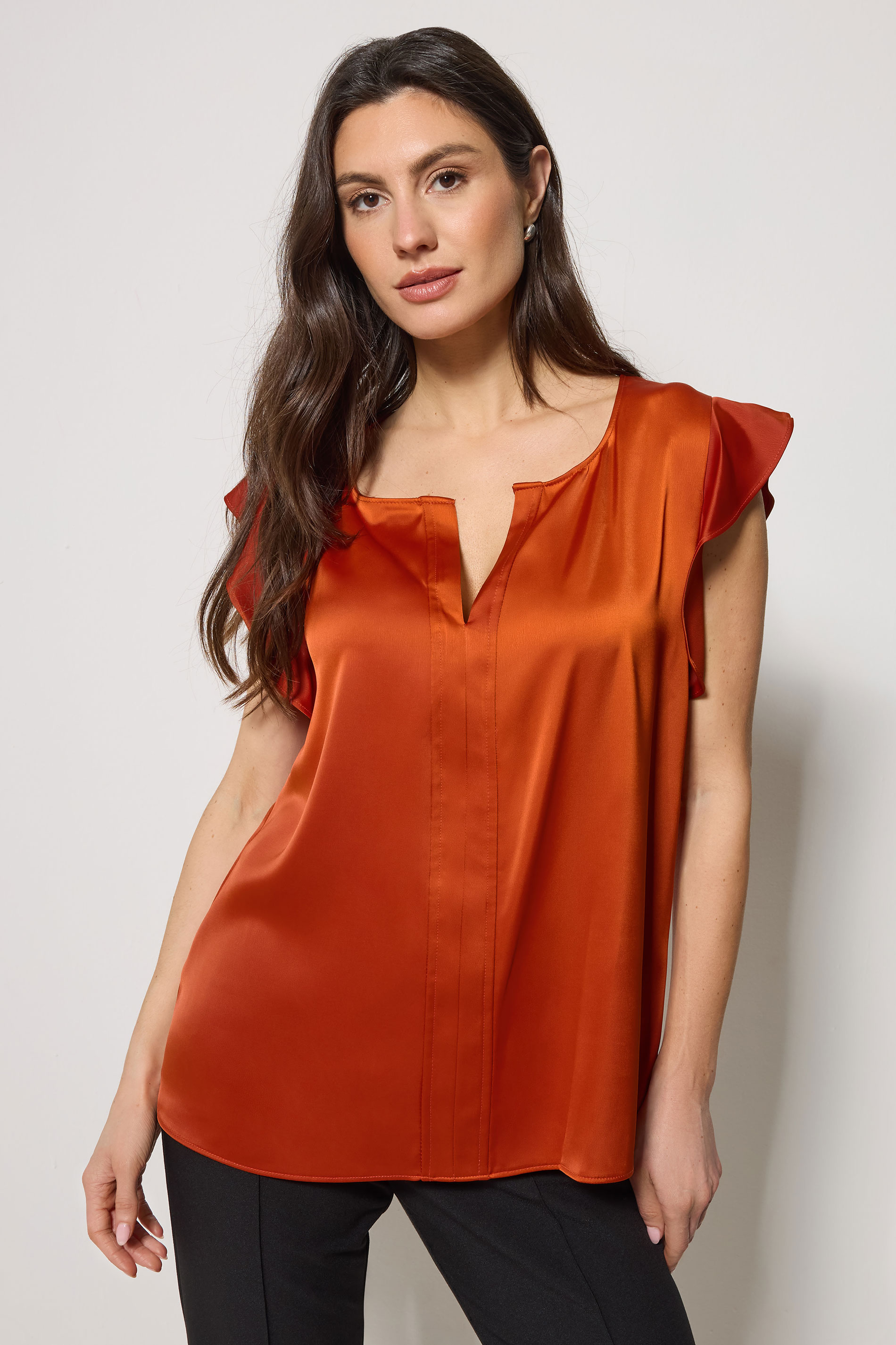 M&Co Orange Frill Sleeve Blouse | M&Co 3
