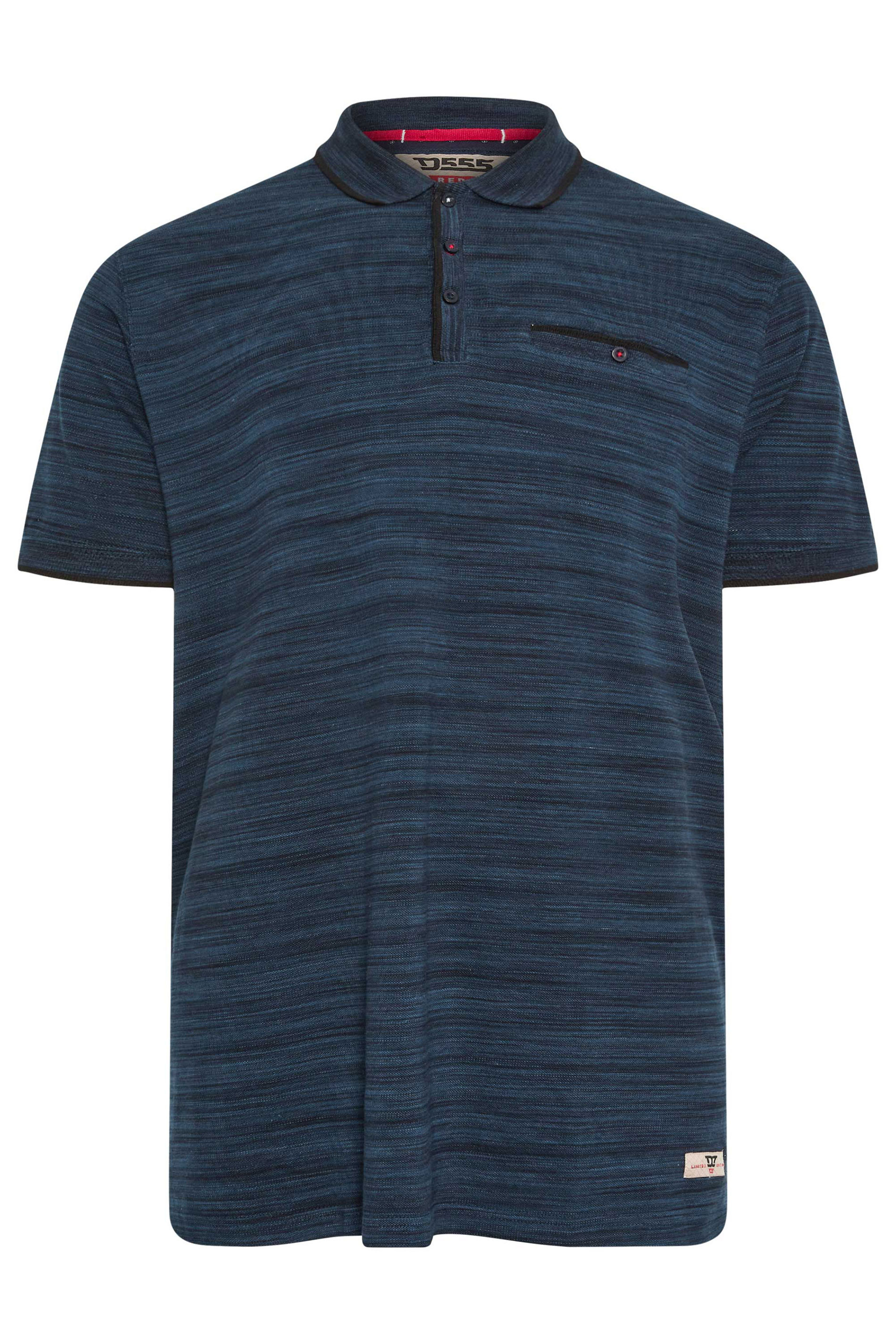 D555 Big & Tall Navy Blue Pique Pocket Polo Shirt | BadRhino 3