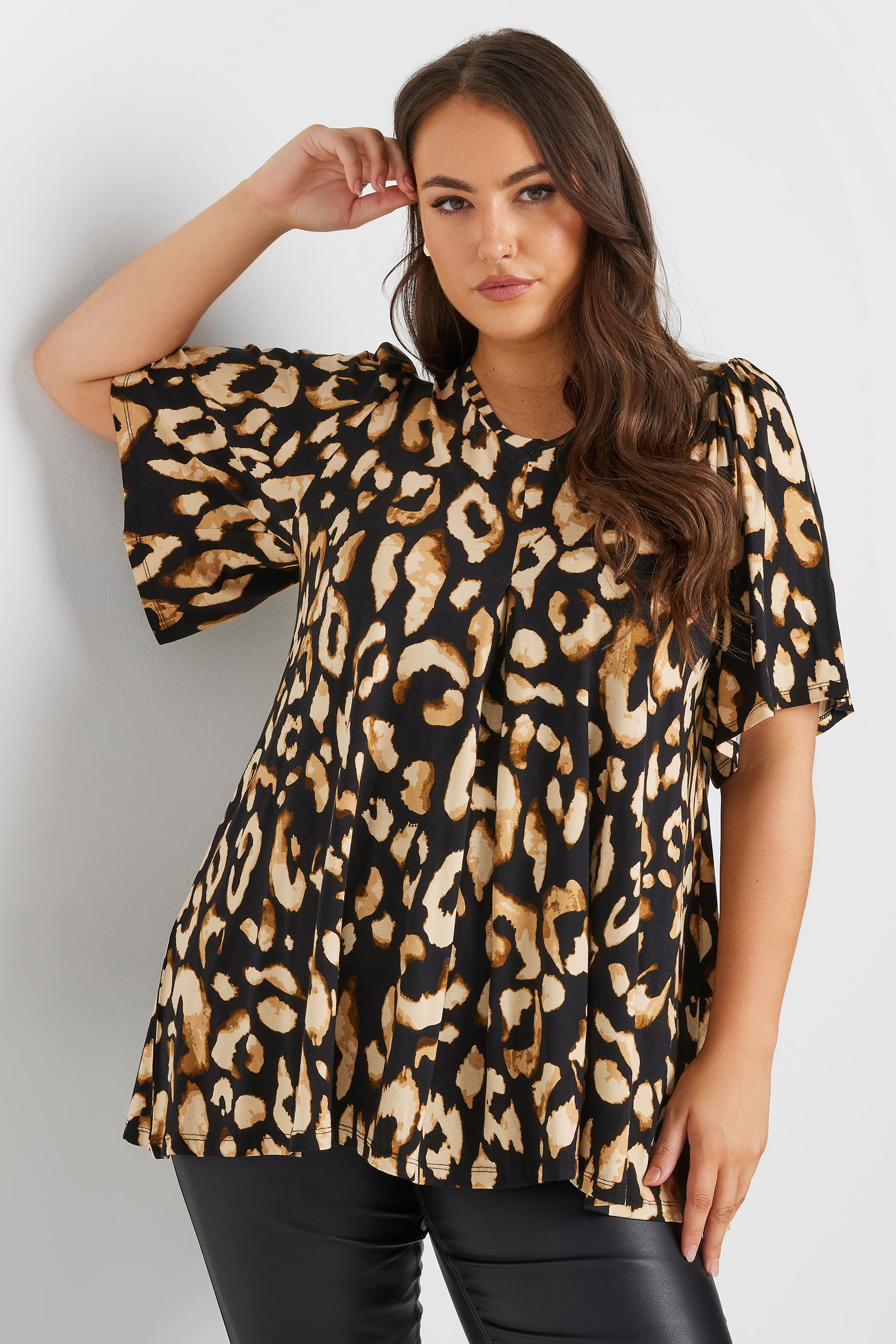 YOURS Plus Size Black Leopard Print Swing Top | Yours Clothing  3