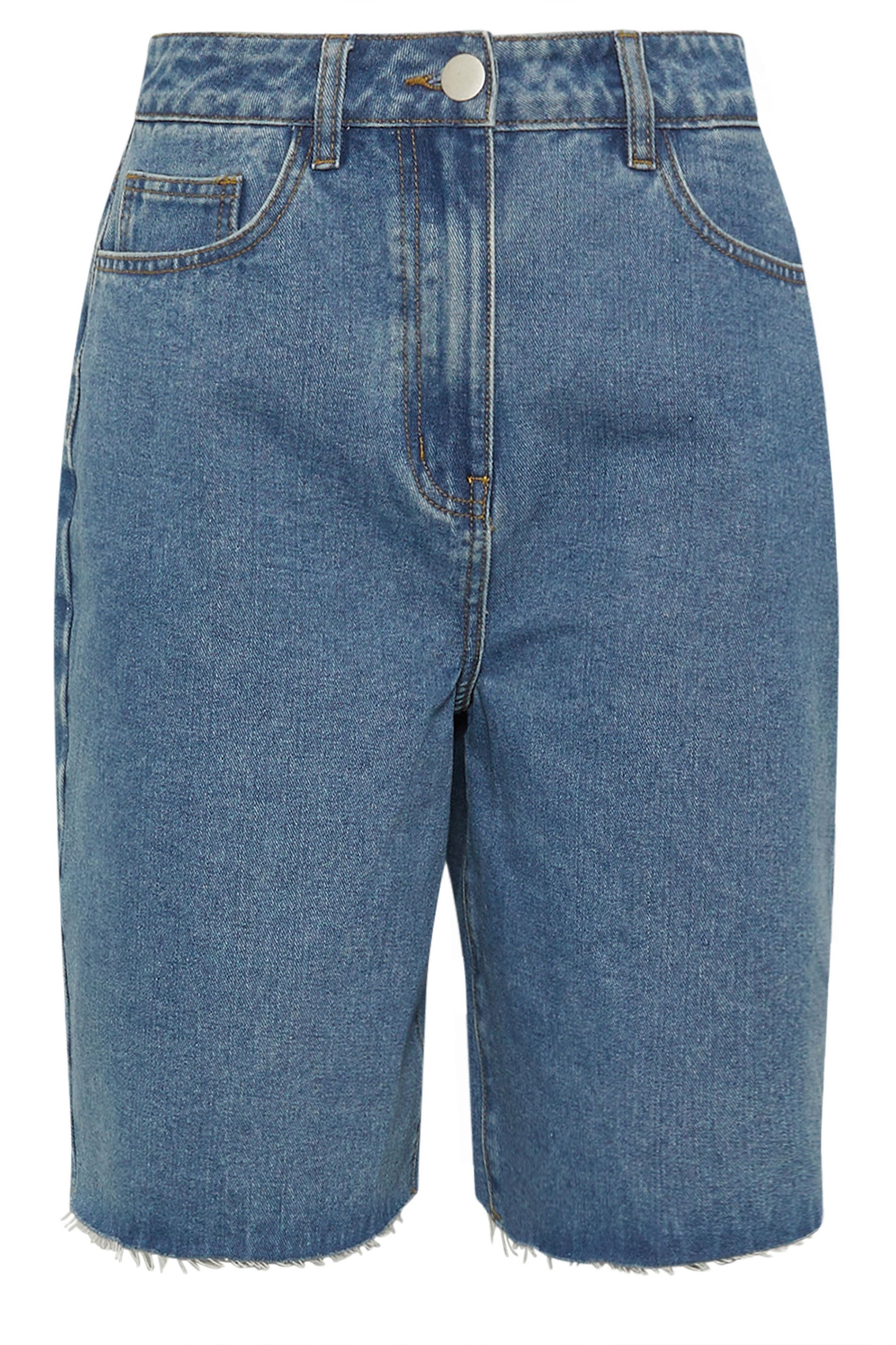 LTS Tall Women's Mid Blue Denim Bermuda Cotton Shorts | Long Tall Sally 6