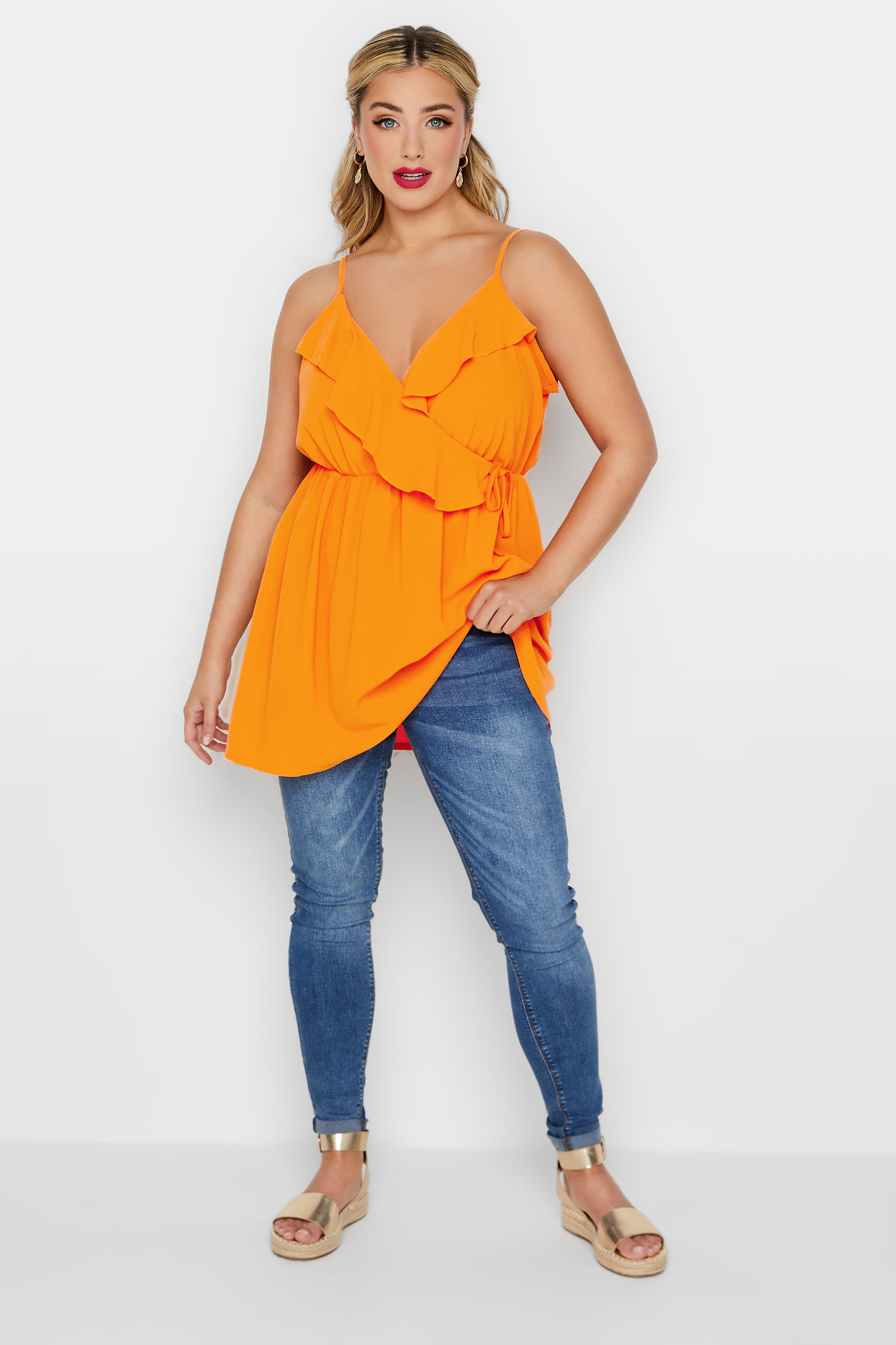 LIMITED COLLECTION Plus Size Orange Wrap Cami Vest Top | Yours Clothing 2