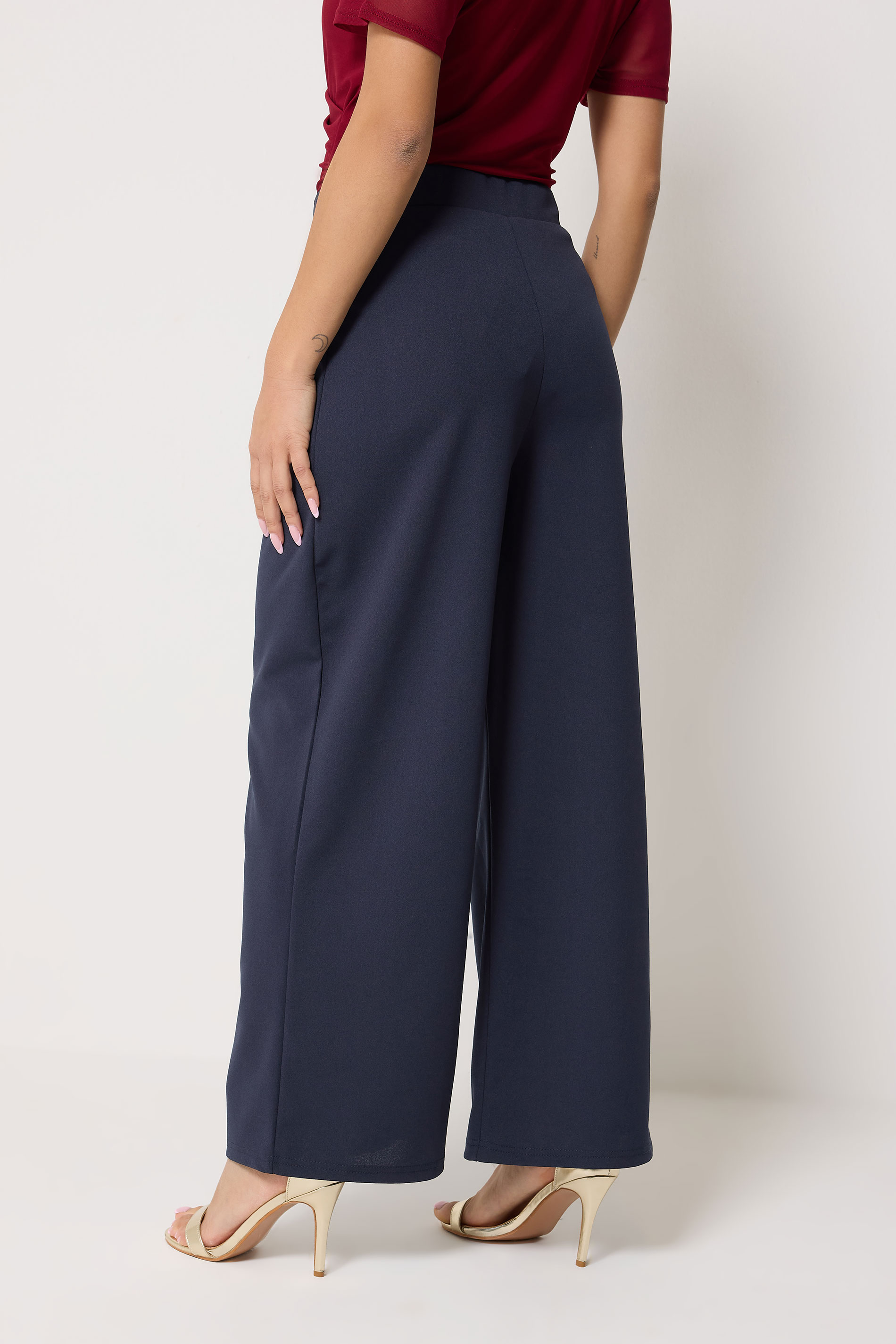 M&Co Petite Navy Blue Military Button Trousers | M&Co 4