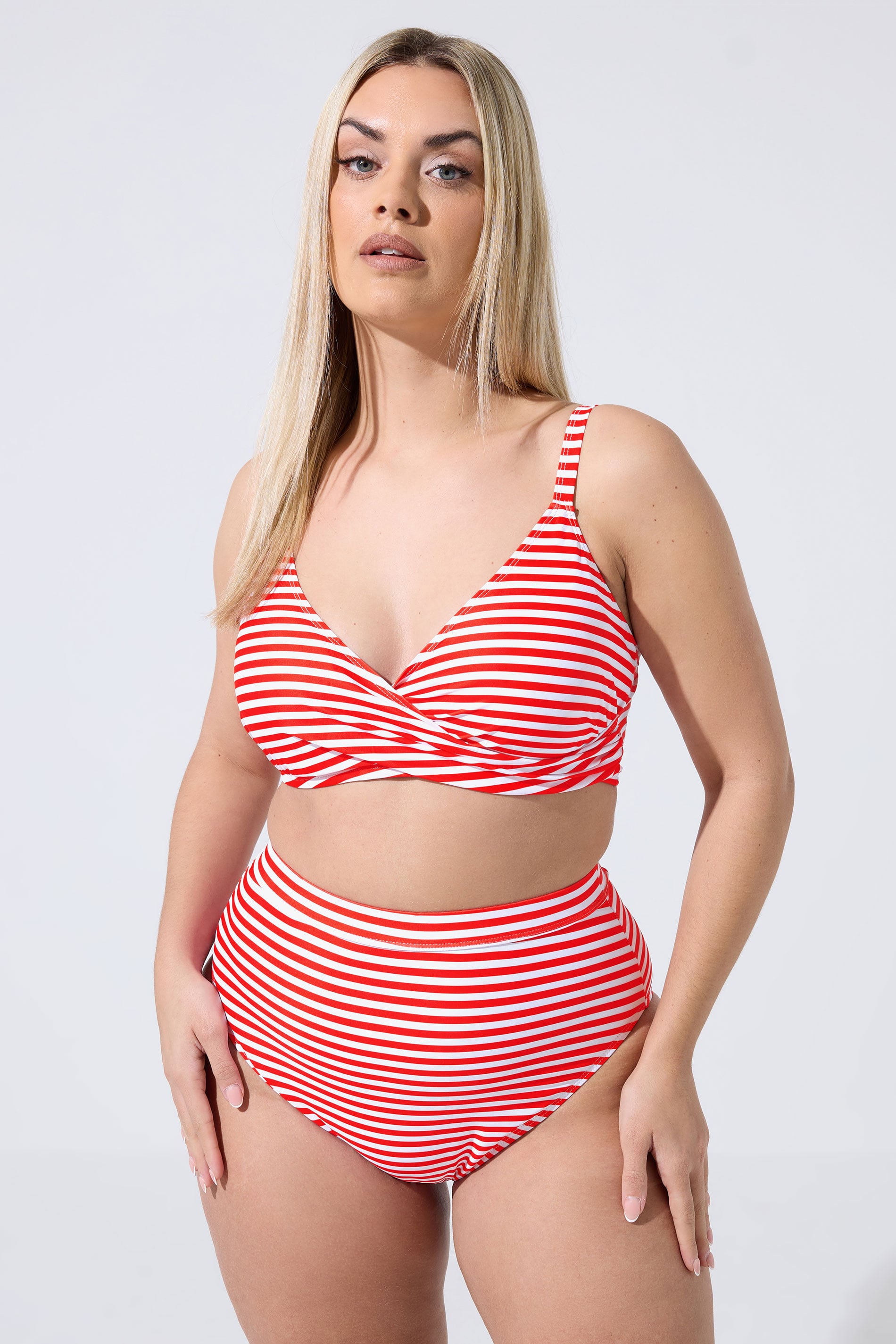 LIMITED COLLECTION Plus Size Red Stripe Bikini Top | Yours Clothing 3