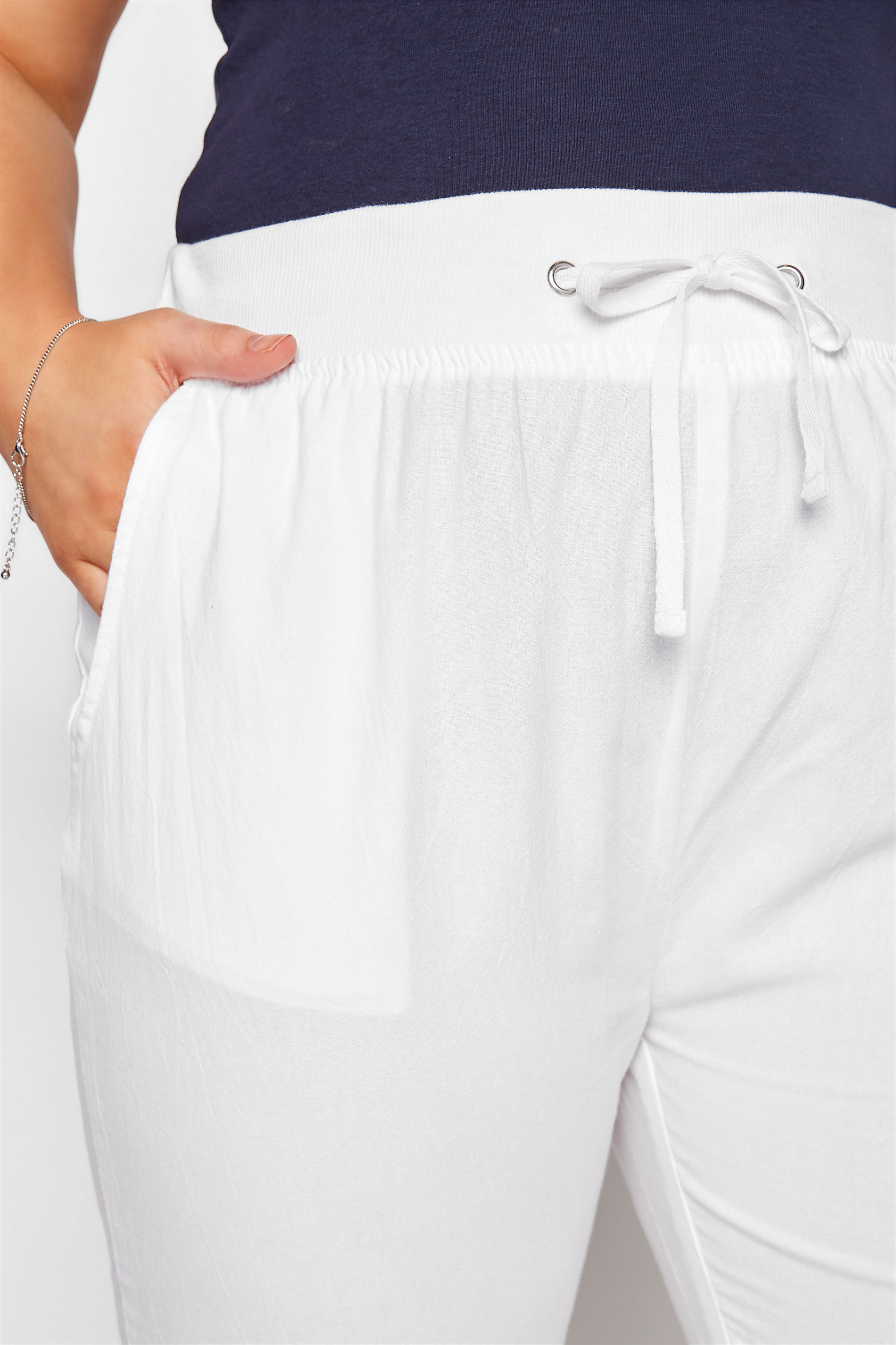 White Cool Cotton Shorts | Yours Clothing