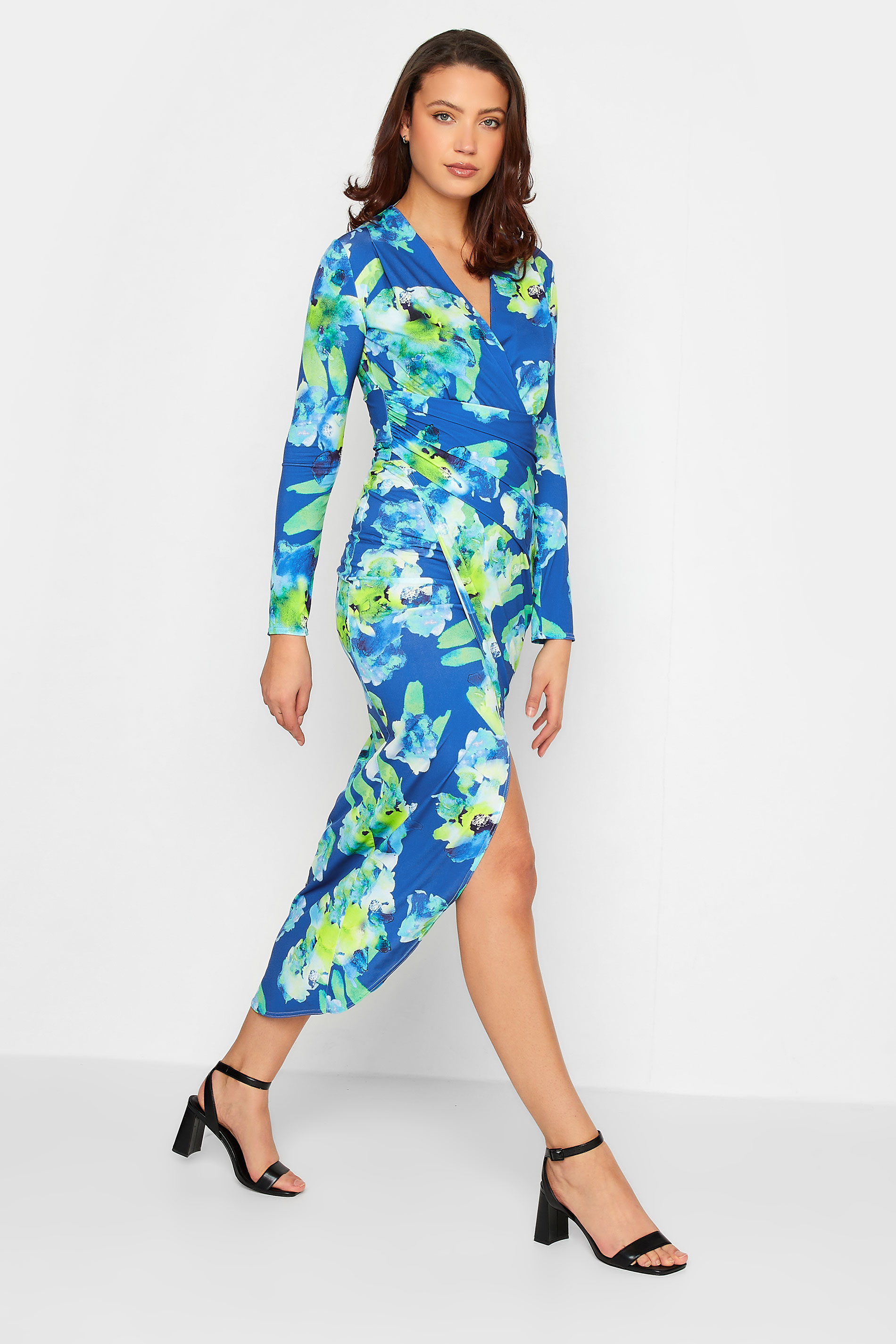 LTS Tall Women's Blue Floral Wrap Maxi Dress | Long Tall Sally 2