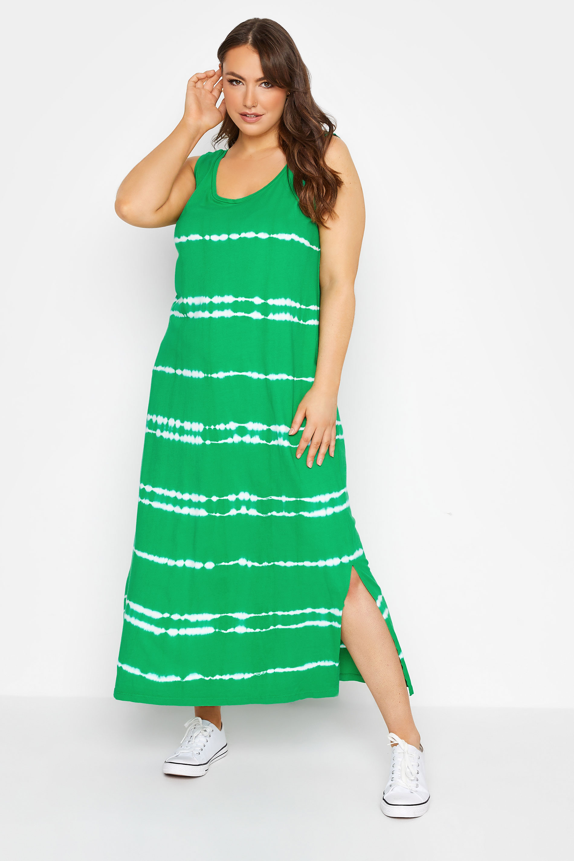 Plus Size Green Tie Dye Maxi Dress | Yours Clothing 1