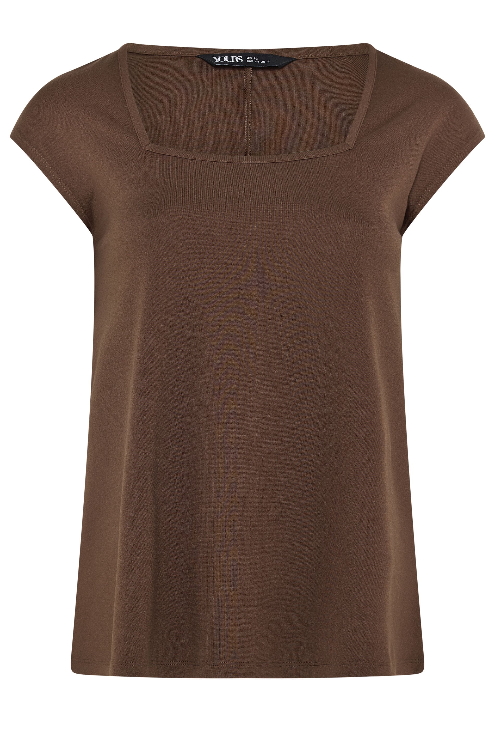 YOURS Plus Size Chocolate Brown Cap Sleeve Top | Yours Clothing 5