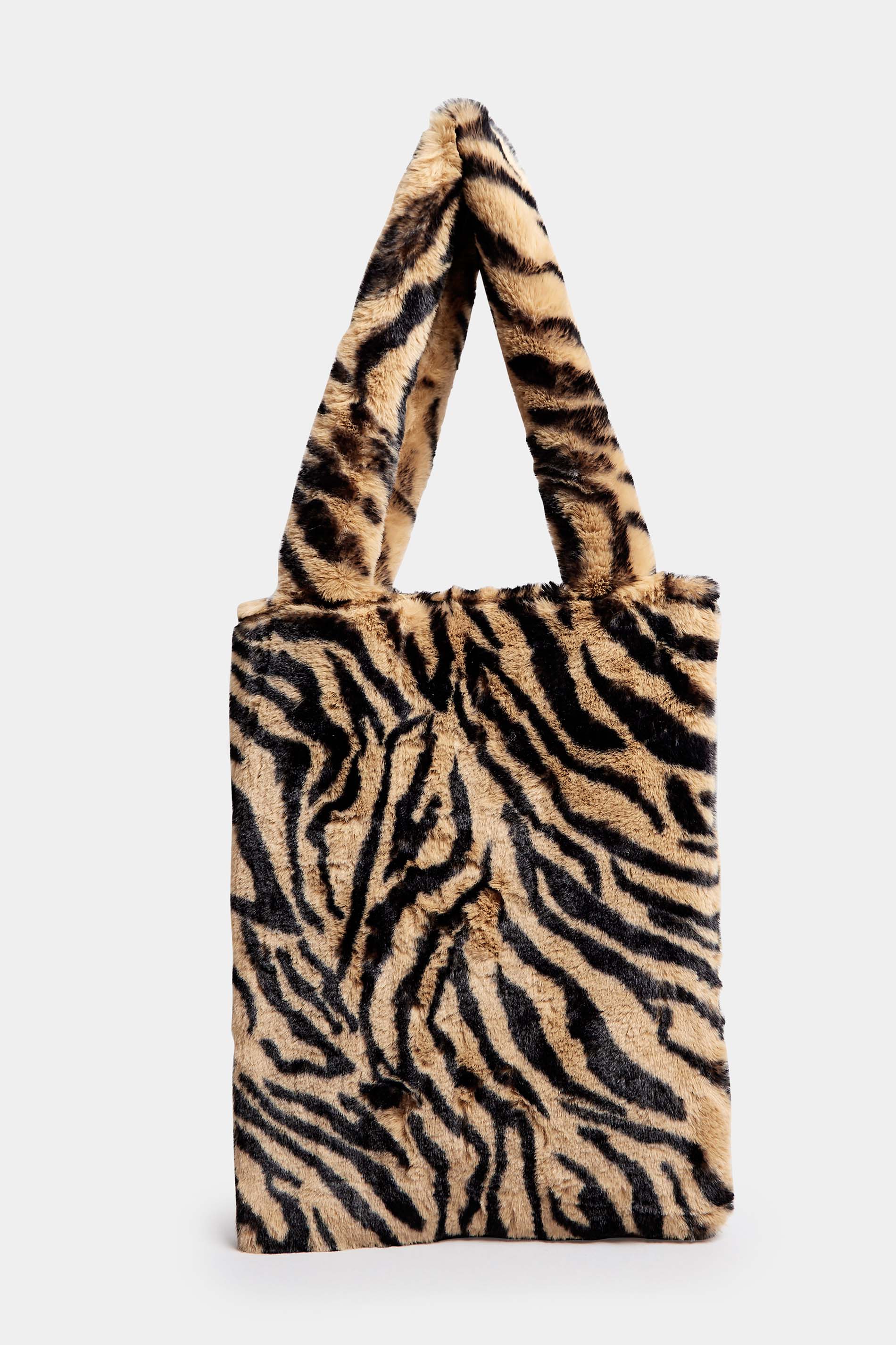 Brown Zebra Print Faux Fur Tote Bag 3