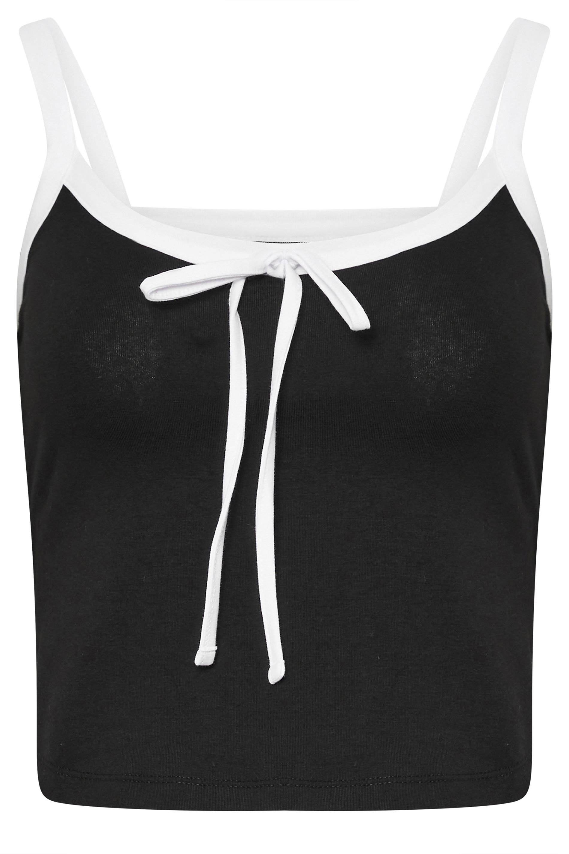 PixieGirl Petite Women's Black Contrast Drawstring Vest Top | PixieGirl 5