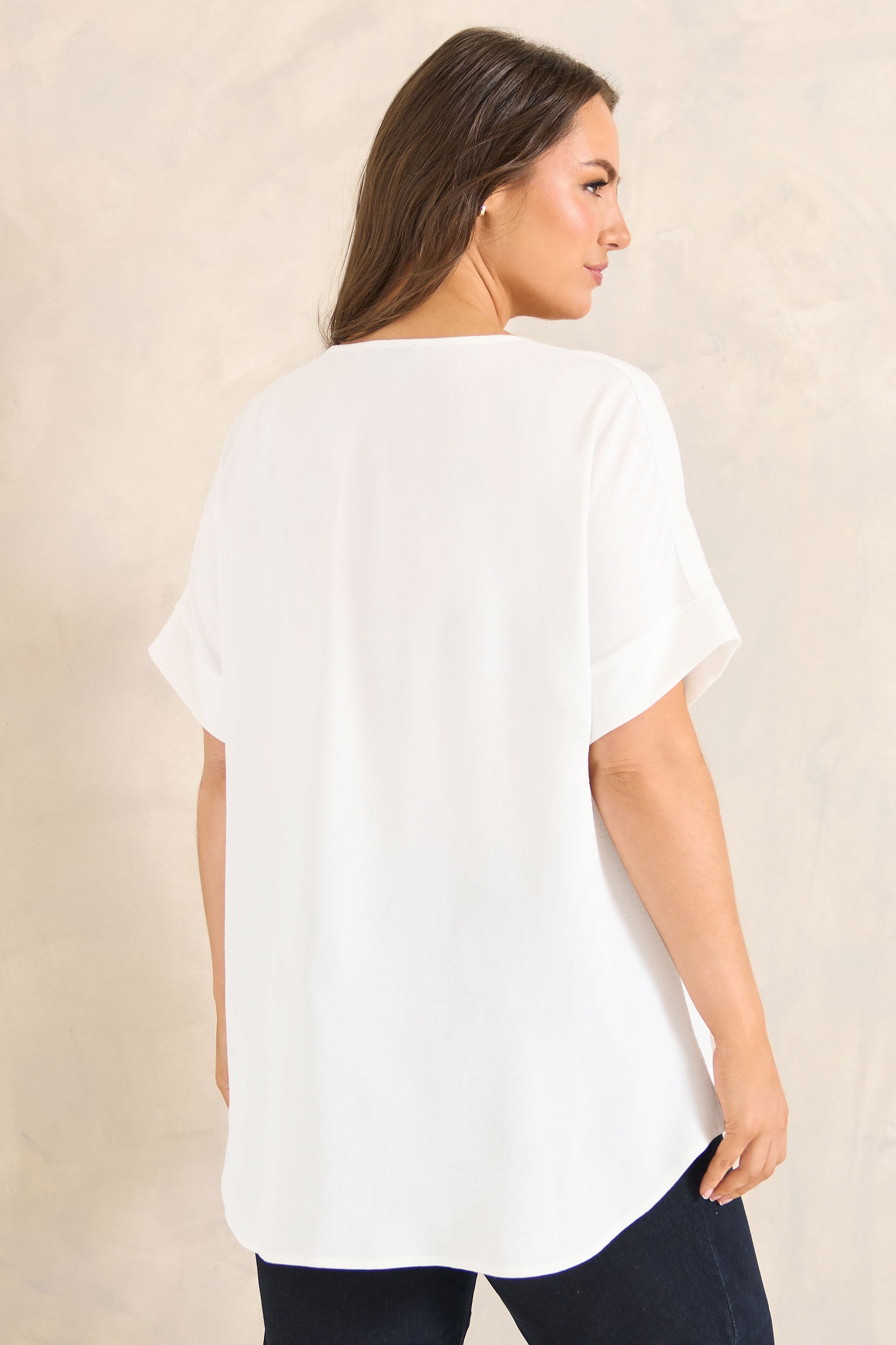 EVANS Plus Size White Short Sleeve Woven Blouse | Evans 4