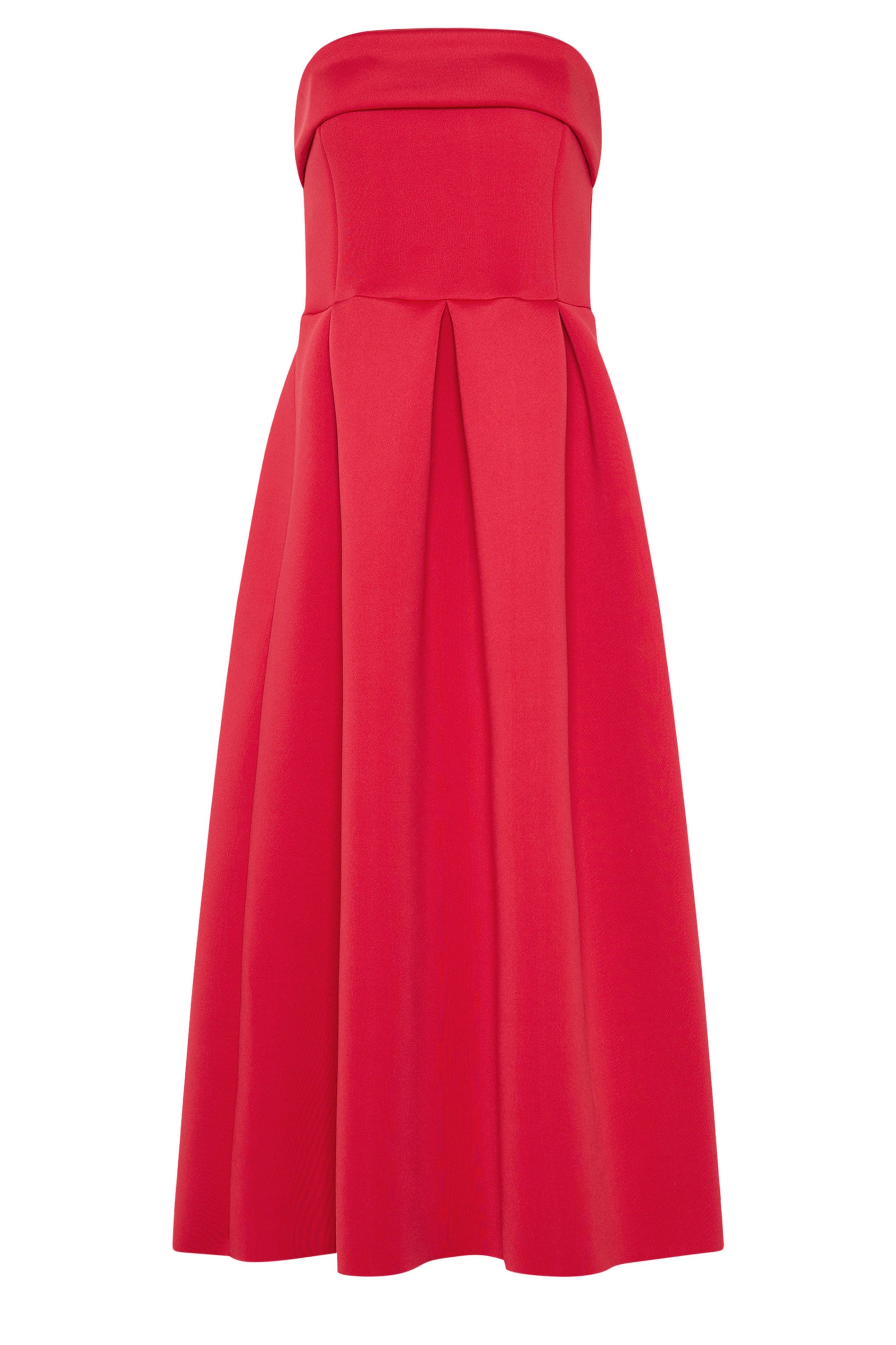 LTS Tall Women's Bright Red Bandeau Pleated Midi Dress | Long Tall Sally 5