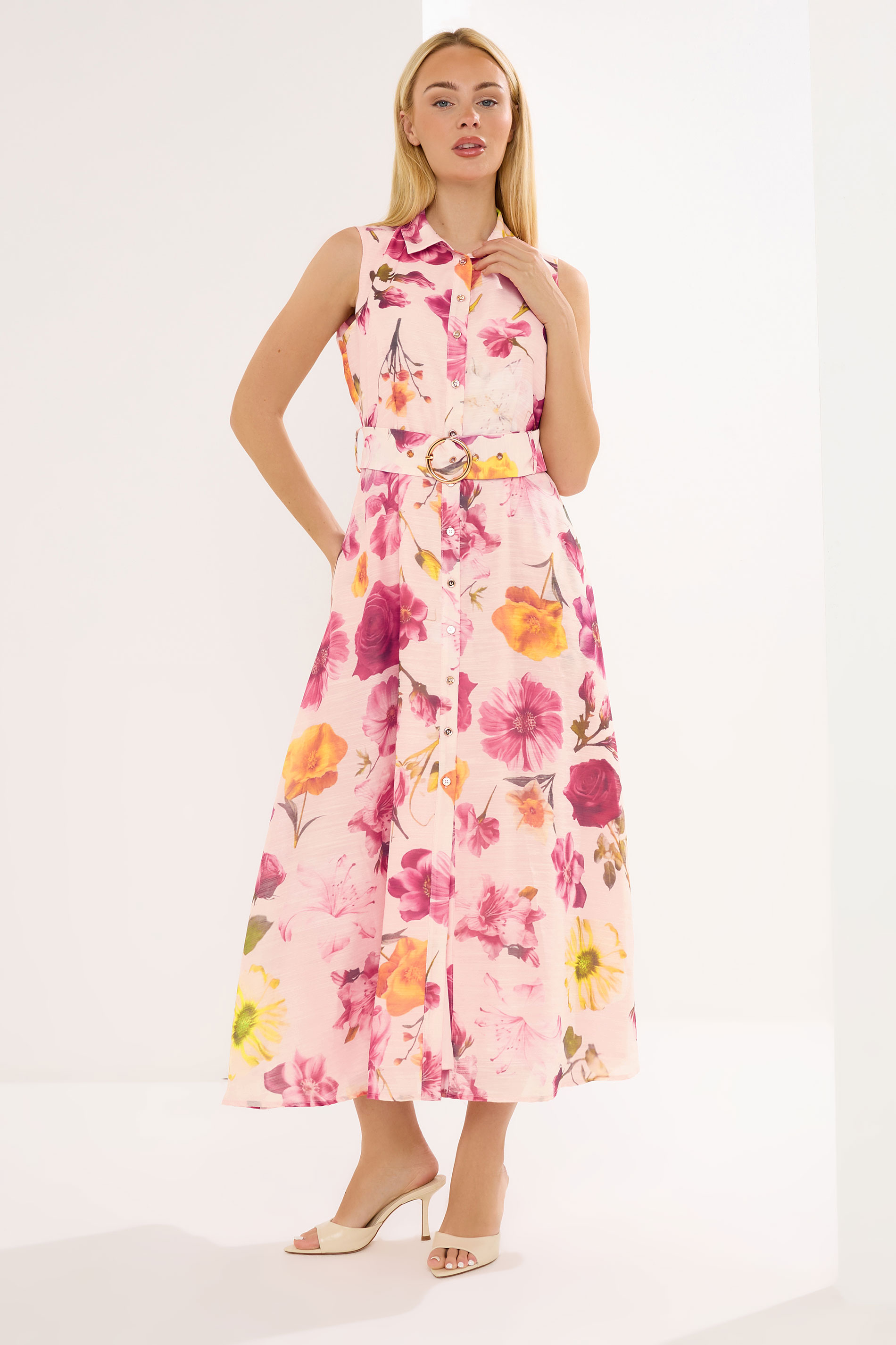 STAR Pink Floral Sleeveless Shirt Dress | StarByJM 3