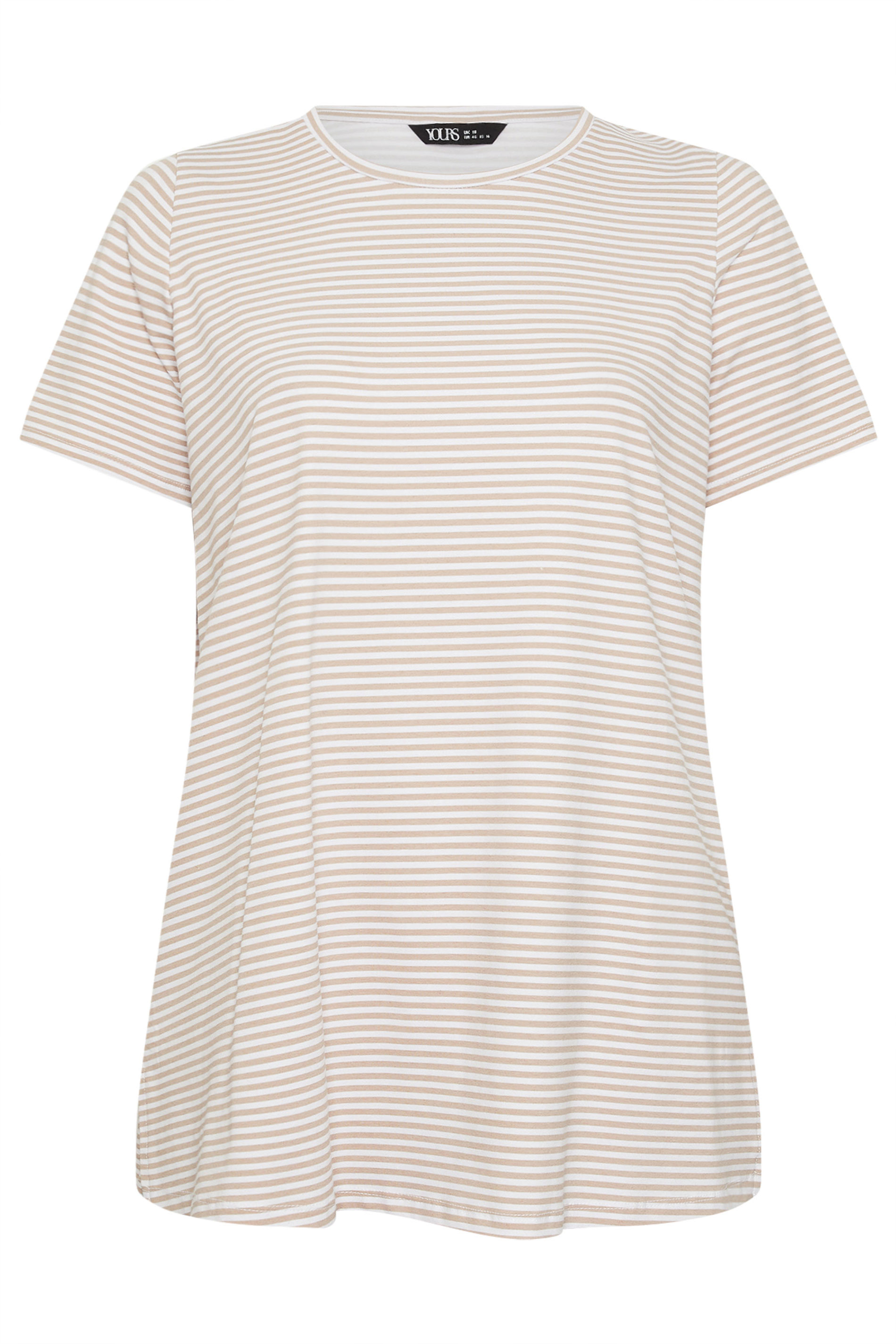 YOURS Plus Size Natural Brown Stripe Swing T-Shirt | Yours Clothing 6