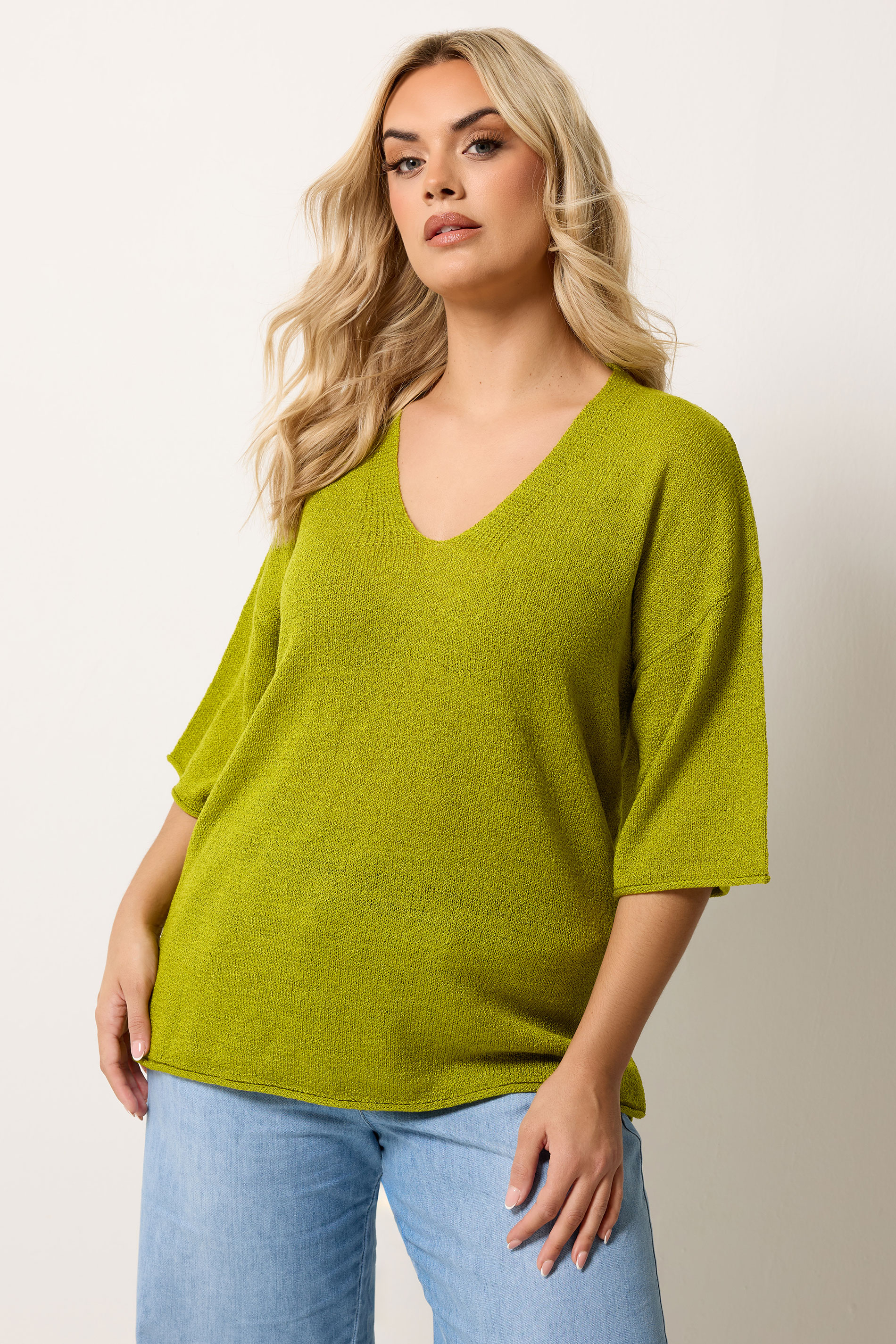 YOURS Plus Size Green Knitted T-Shirt | Yours Clothing 3