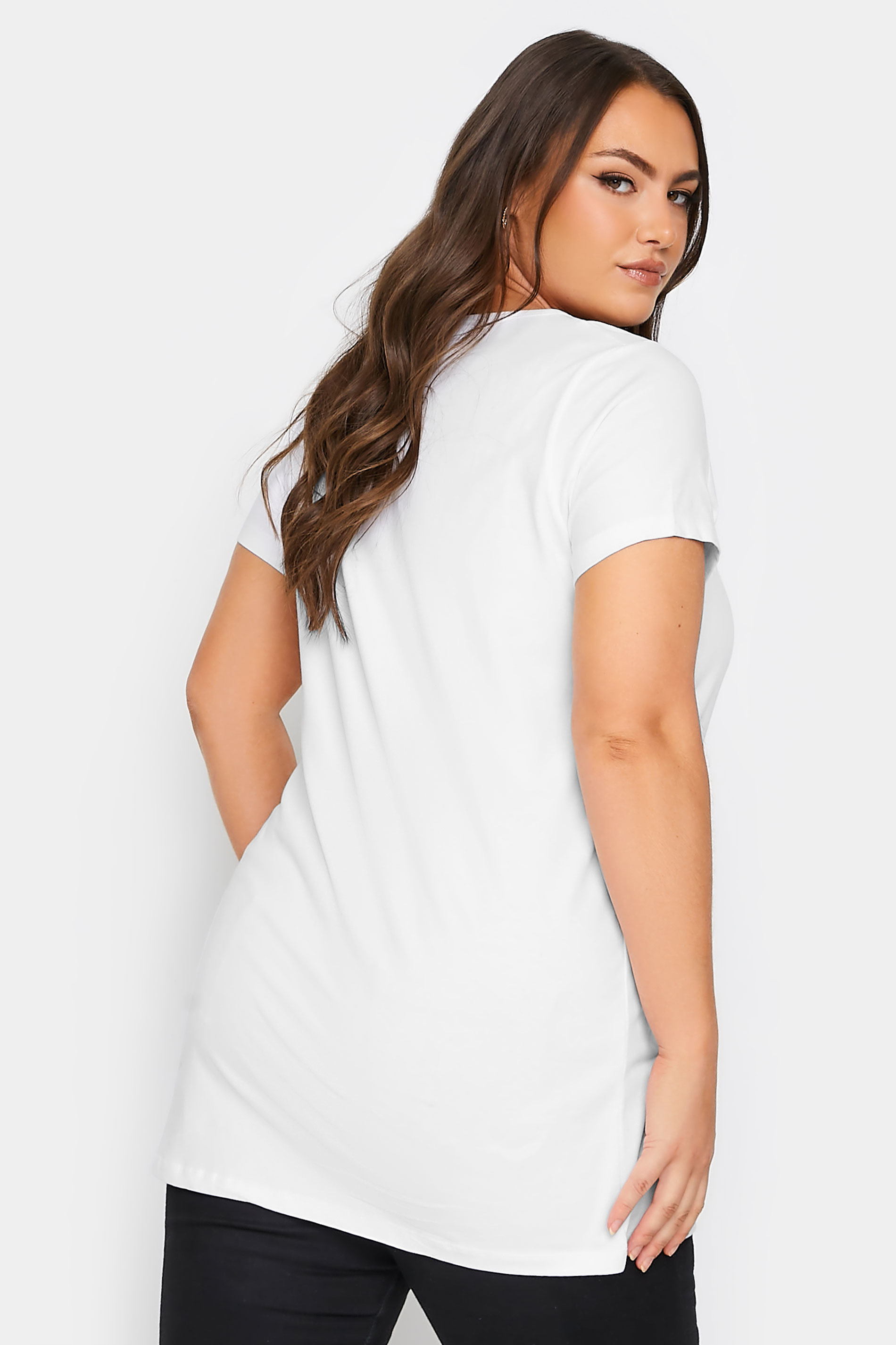 Plus Size White Longline T-Shirt | Yours Clothing 3