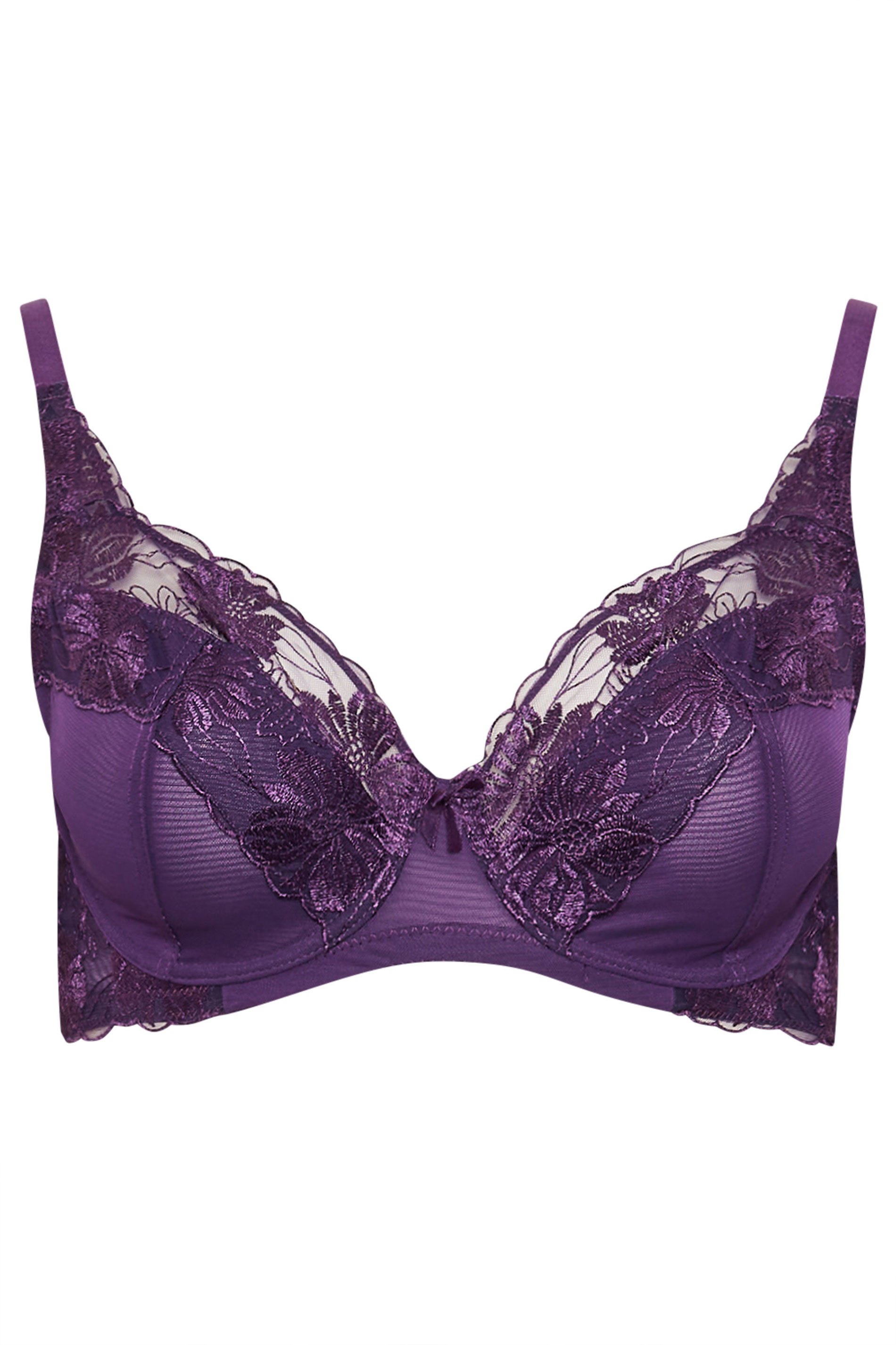 M&Co 2 PACK Purple & Black Floral Lace Trim Bra | M&Co 14