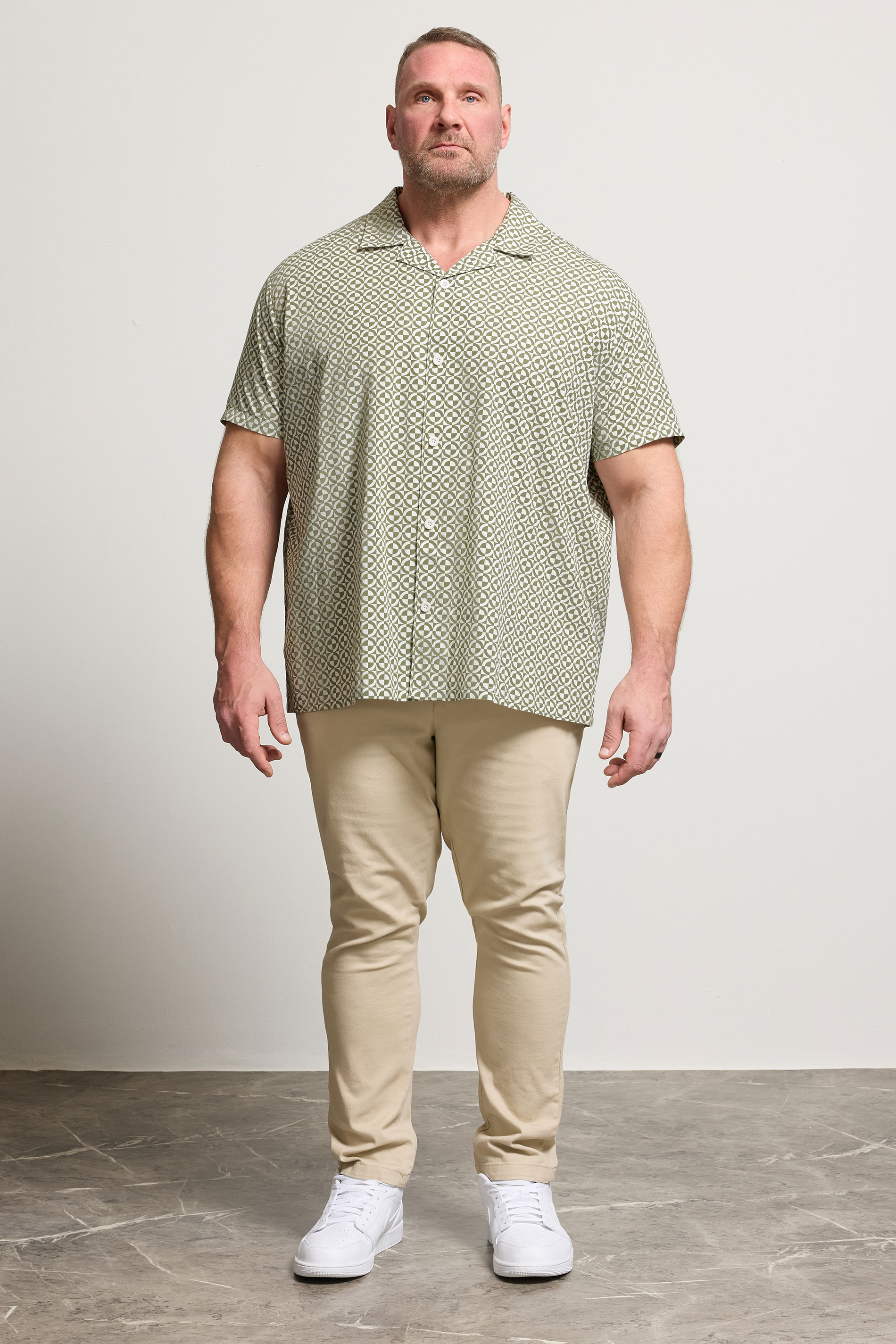 BadRhino Big & Tall Green Geometric Poplin Shirt | BadRhino 2