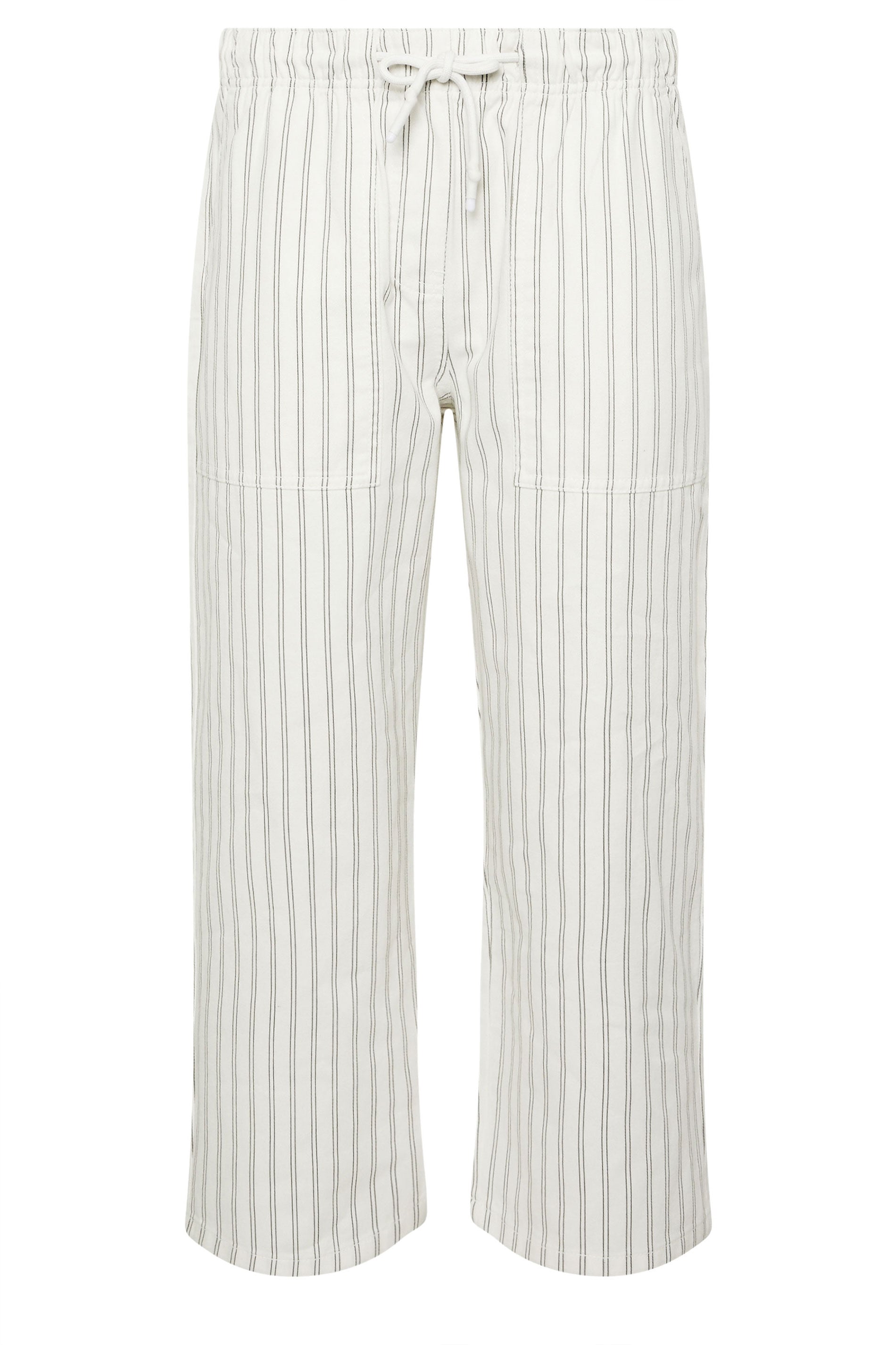 M&Co White Stripe Cotton Wide Leg Cropped Trousers | M&Co 7