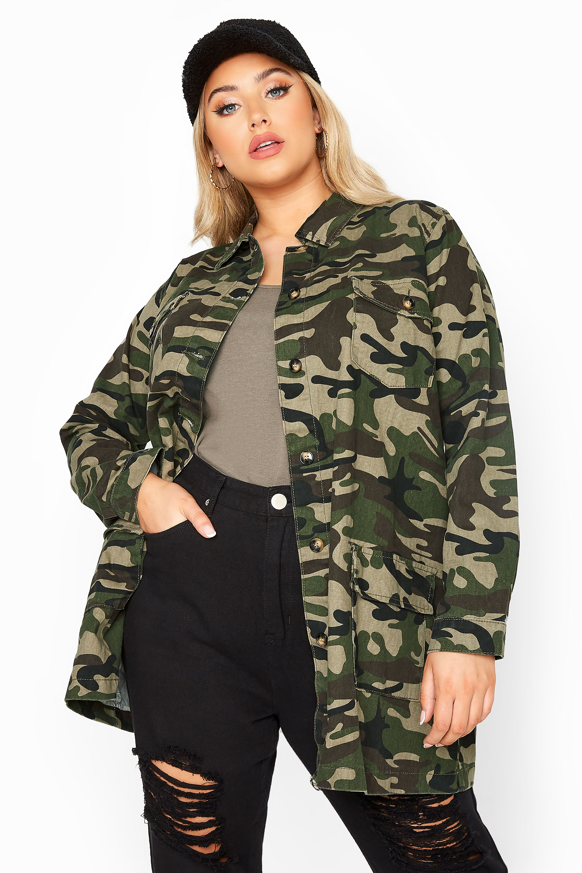 LIMITED COLLECTION Green Camo Shacket | Yours Clothing