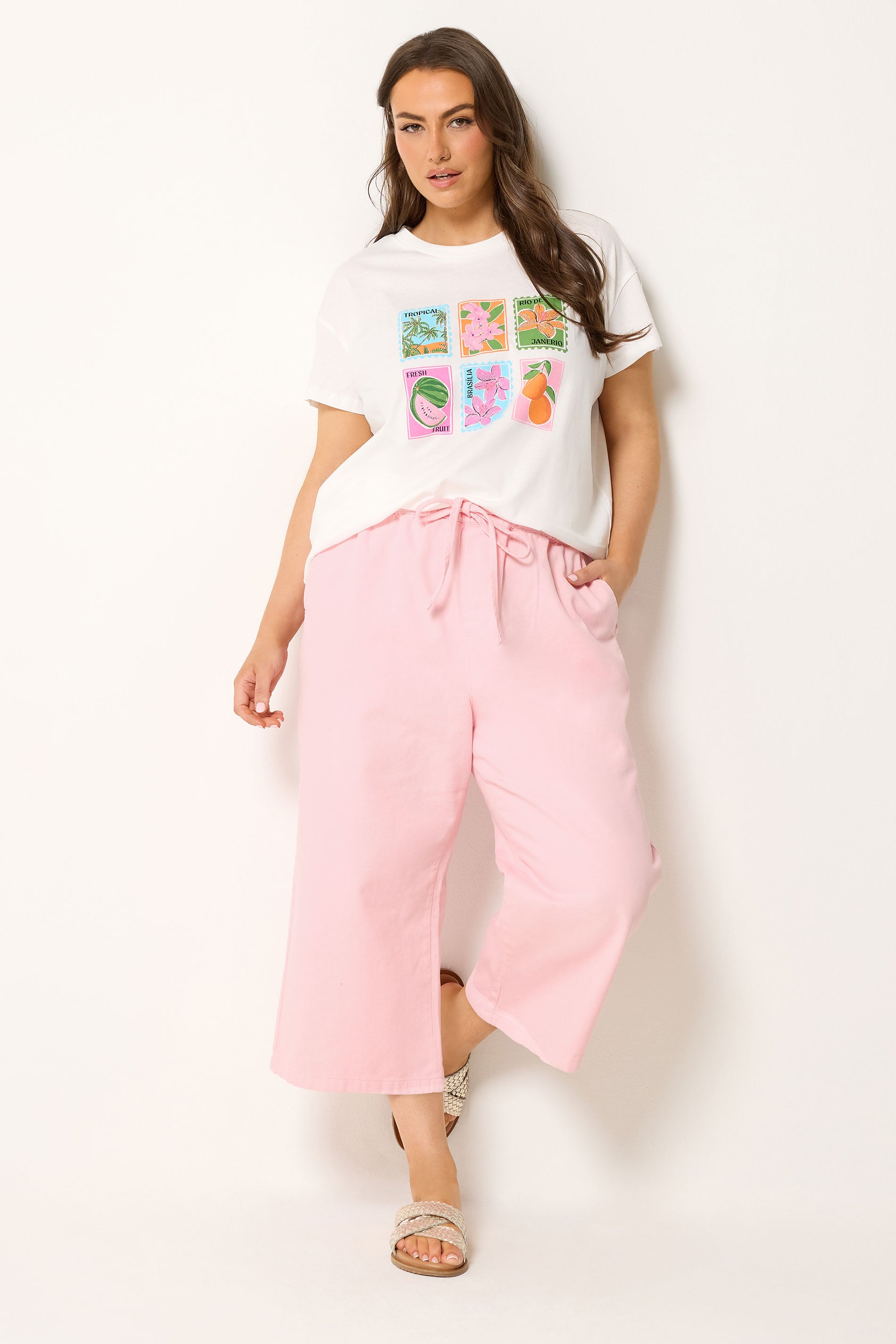 YOURS Plus Size Pink Cropped Jeans | Yours Clothing 2