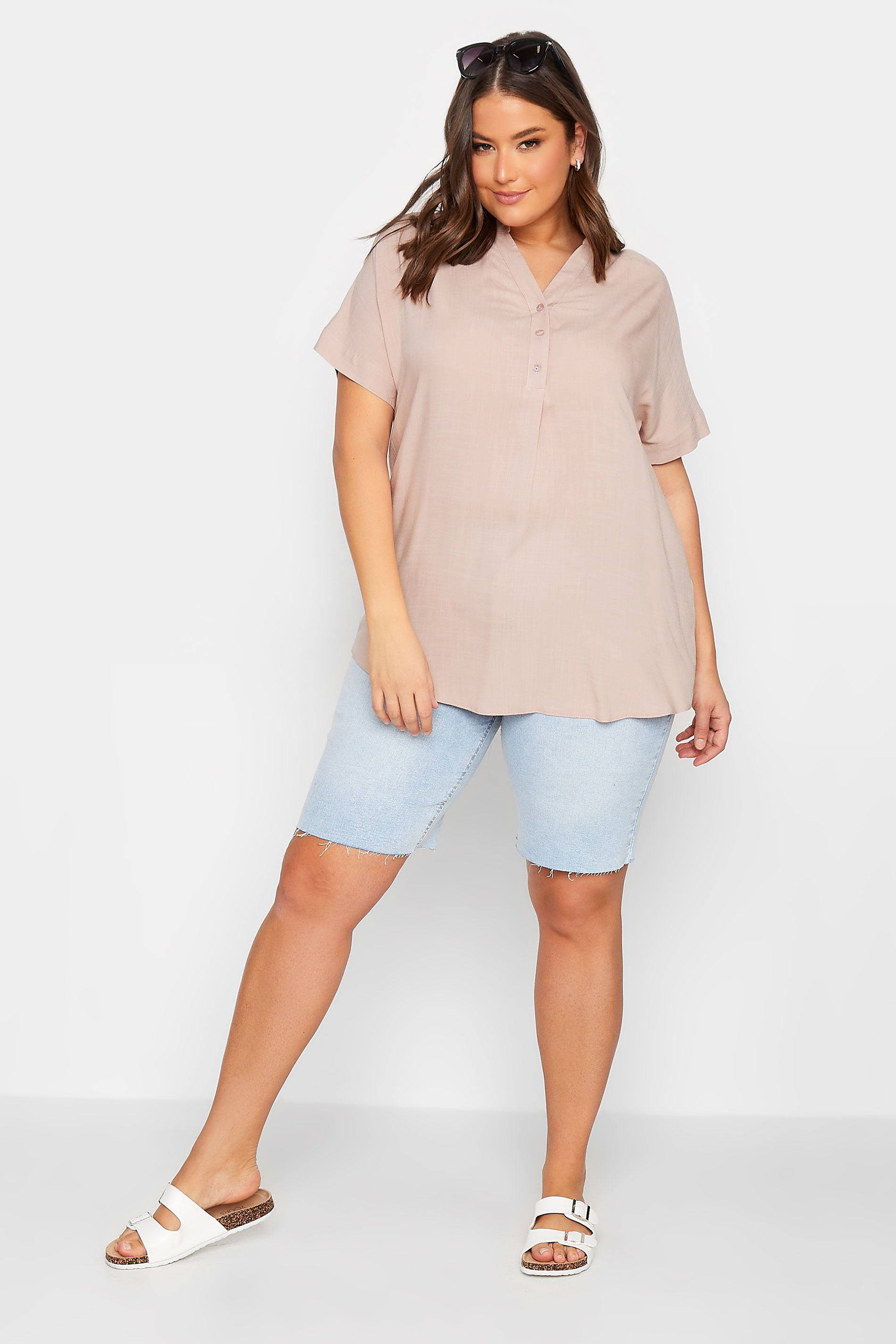 YOURS Plus Size Pink Half Placket Blouse | Yours Clothing 2