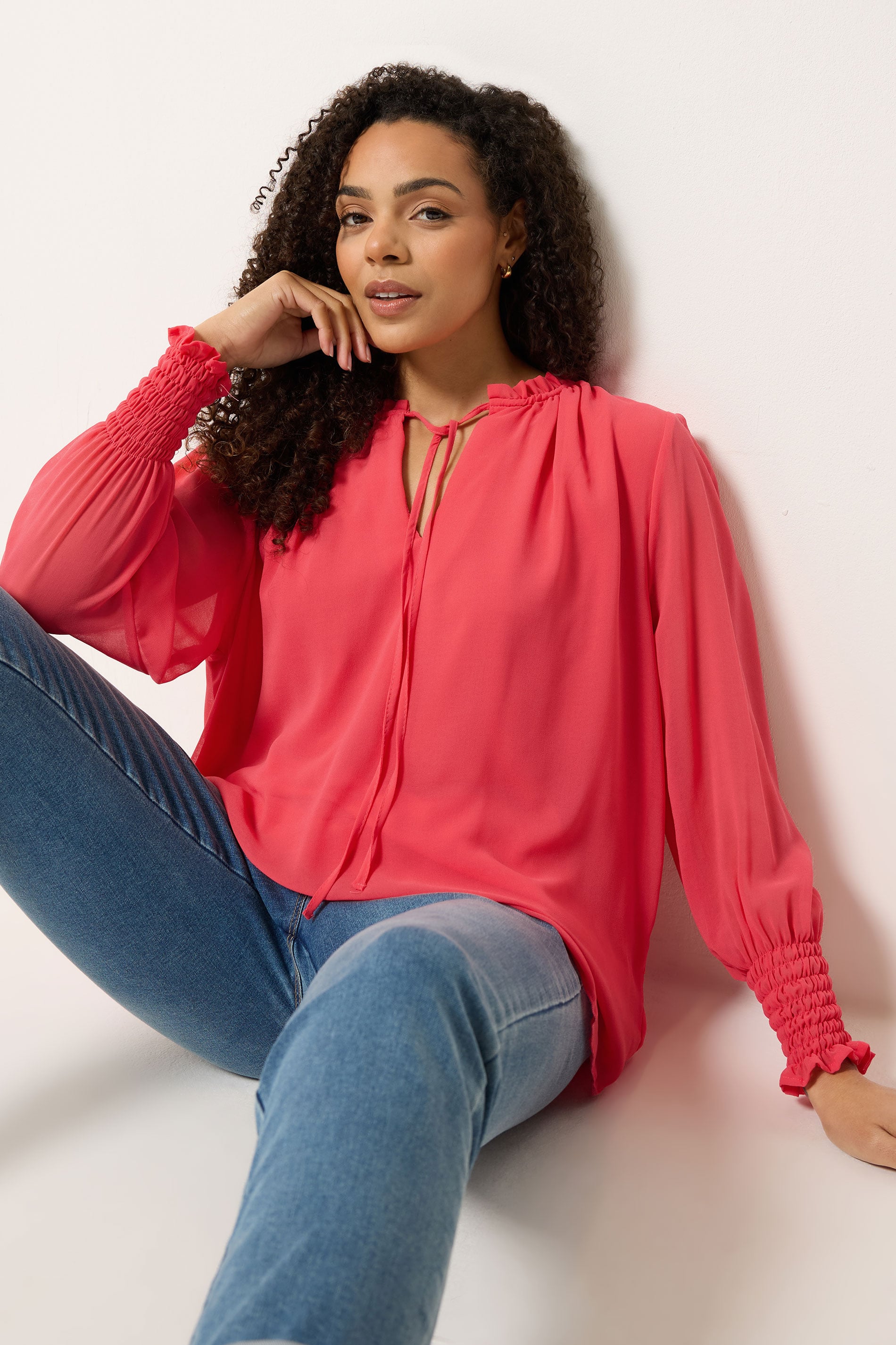 M&Co Orange Tie Neck Blouse | M&Co 3