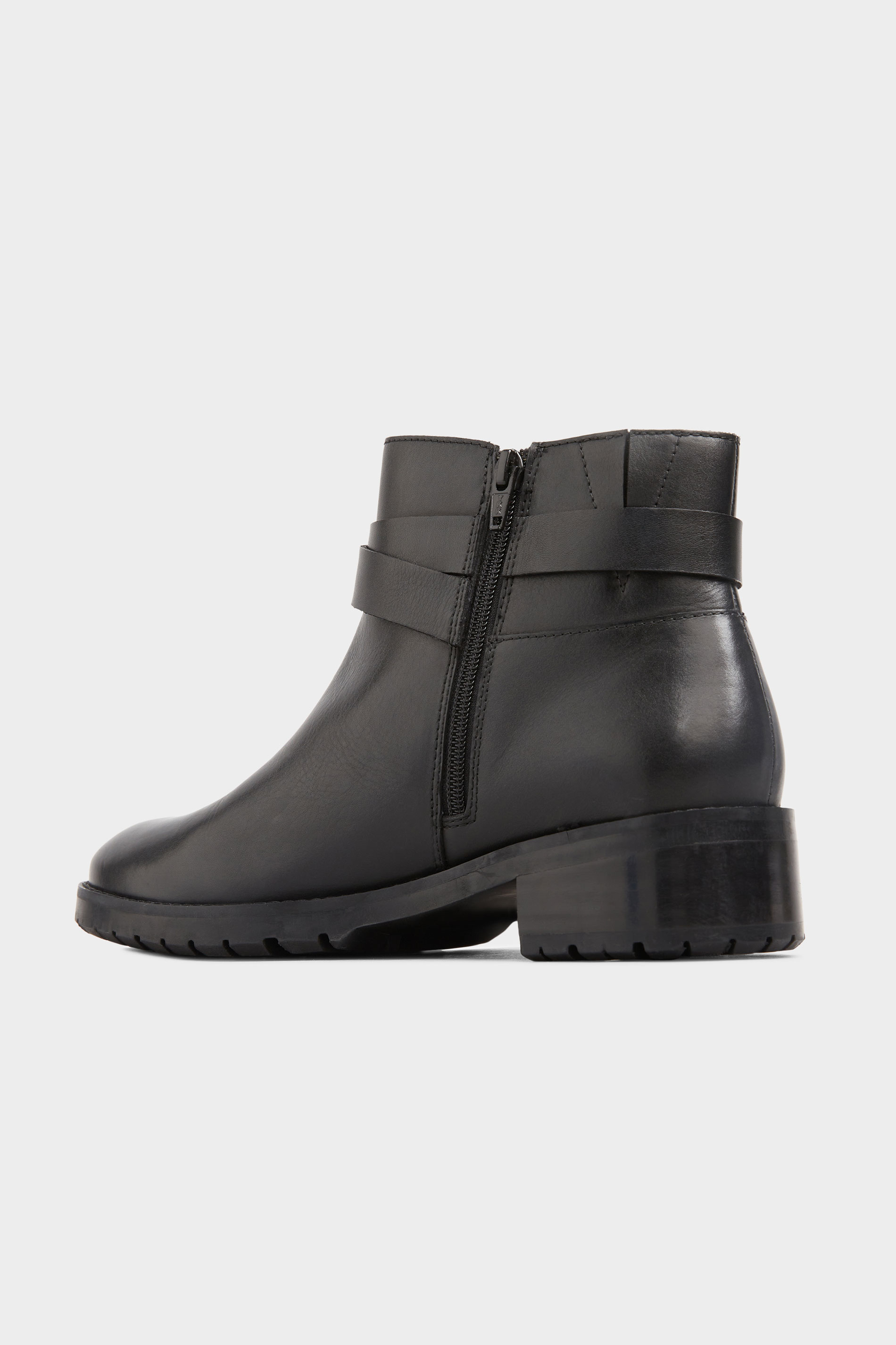 Black Leather Buckle Ankle Boots In Extra Wide Fit | Yours Clothing