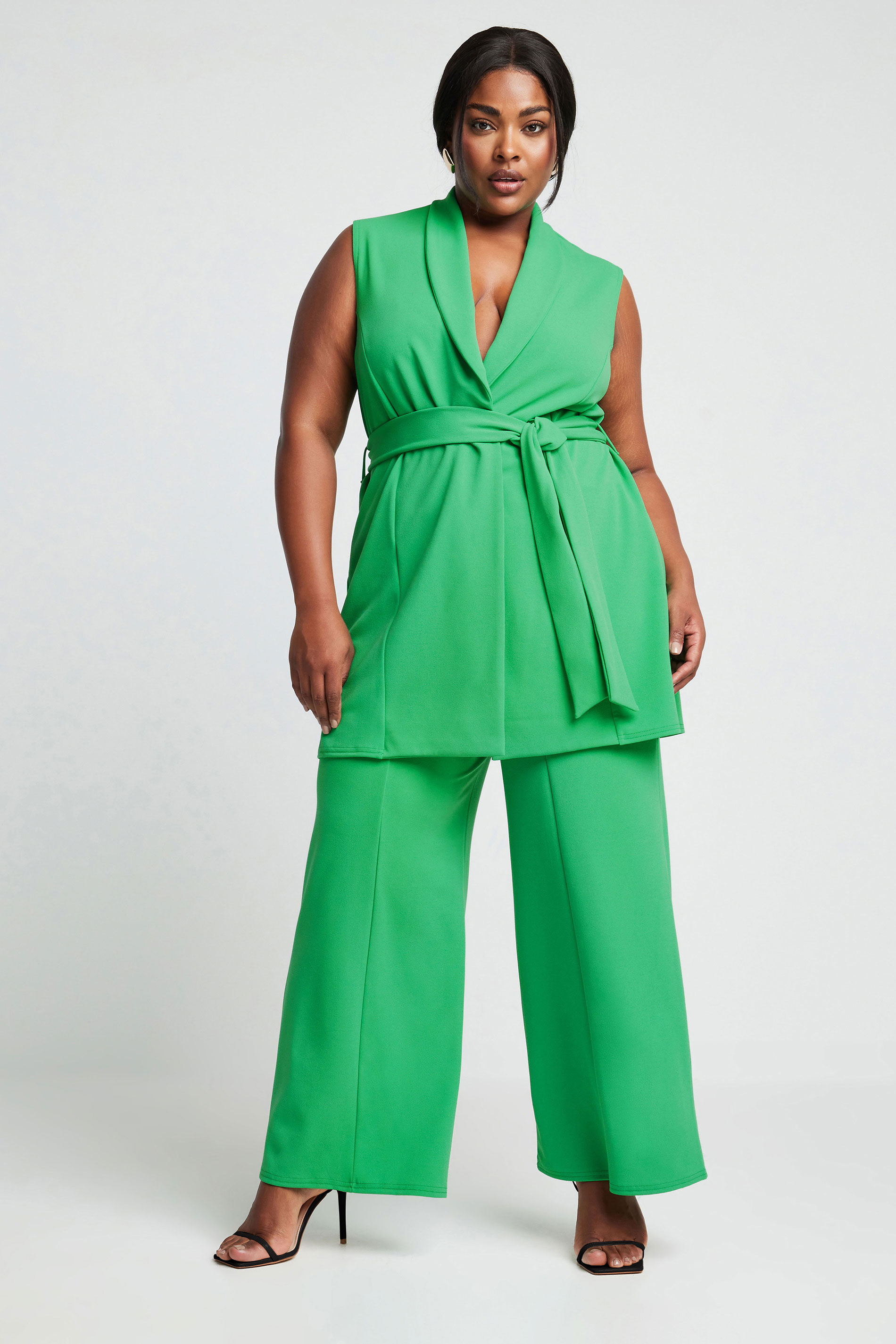 LIMITED COLLECTION Plus Size Green Wide Leg Trousers | Yours Clothing 2