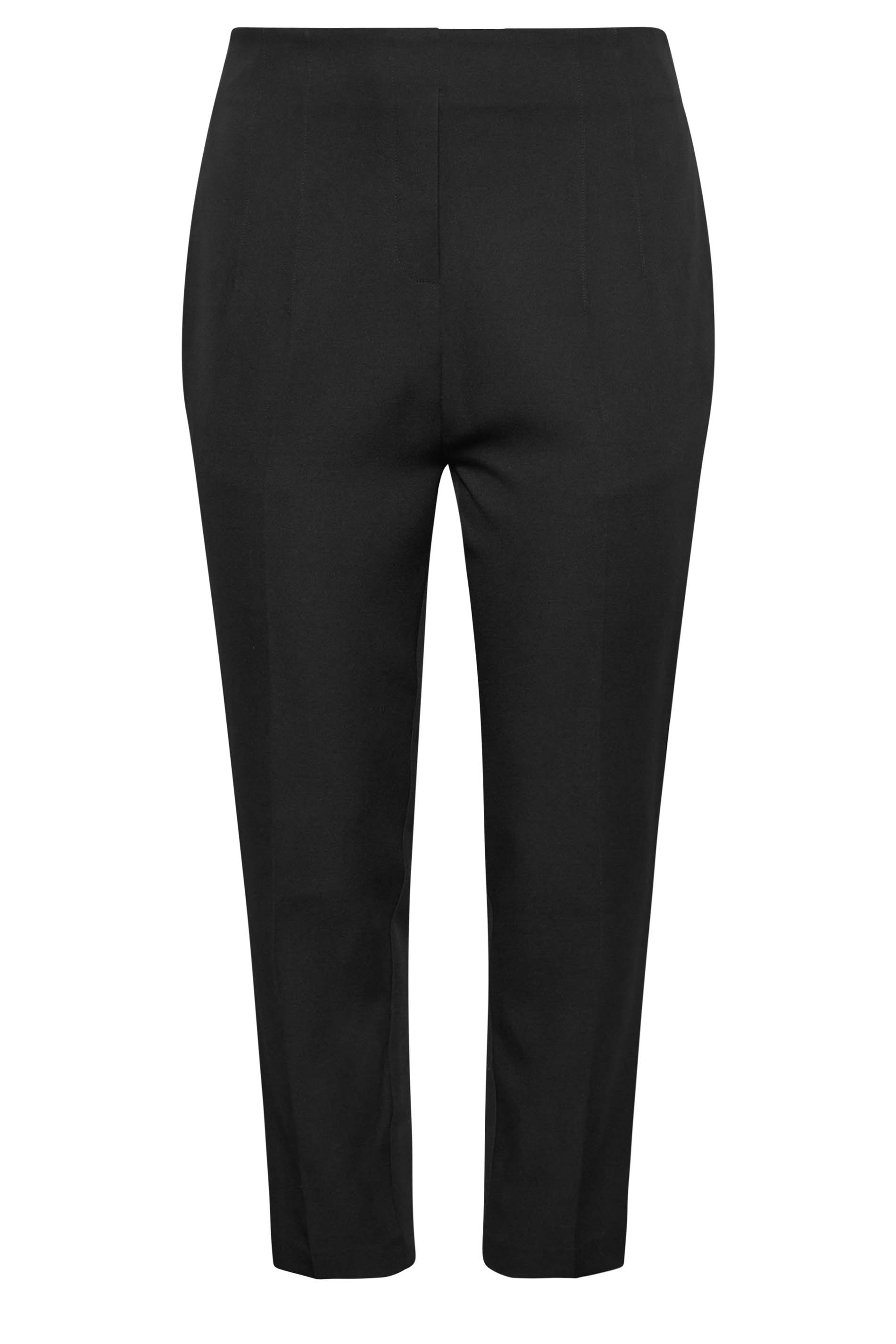 YOURS Plus Size Black Darted Waist Tapered Trousers